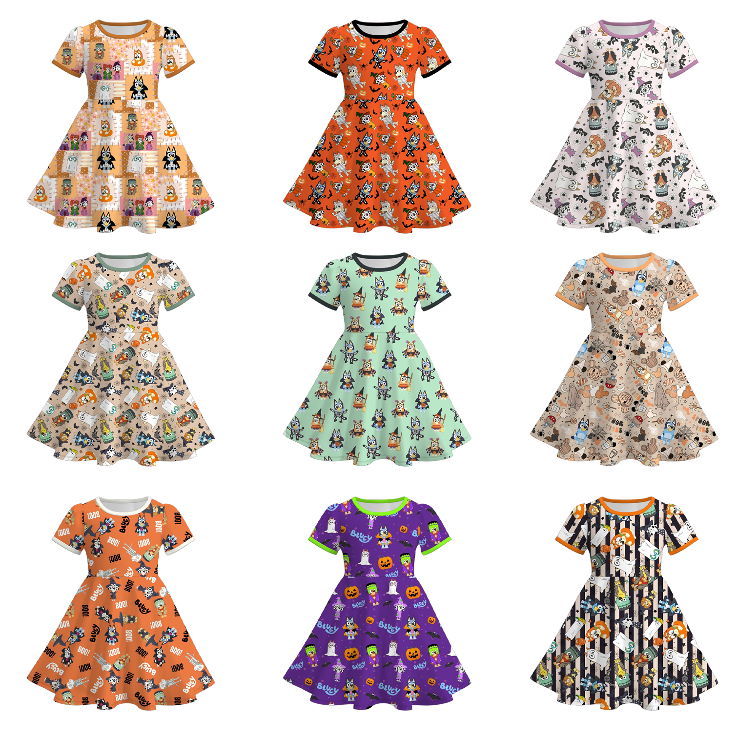 （Pre Order）Girls Halloween Cartoon Print Dress