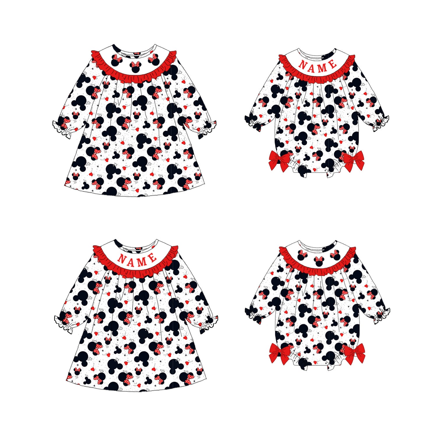 （Pre Order）Sisters Valentine's Day Embroidery Smocked Dress&Romper