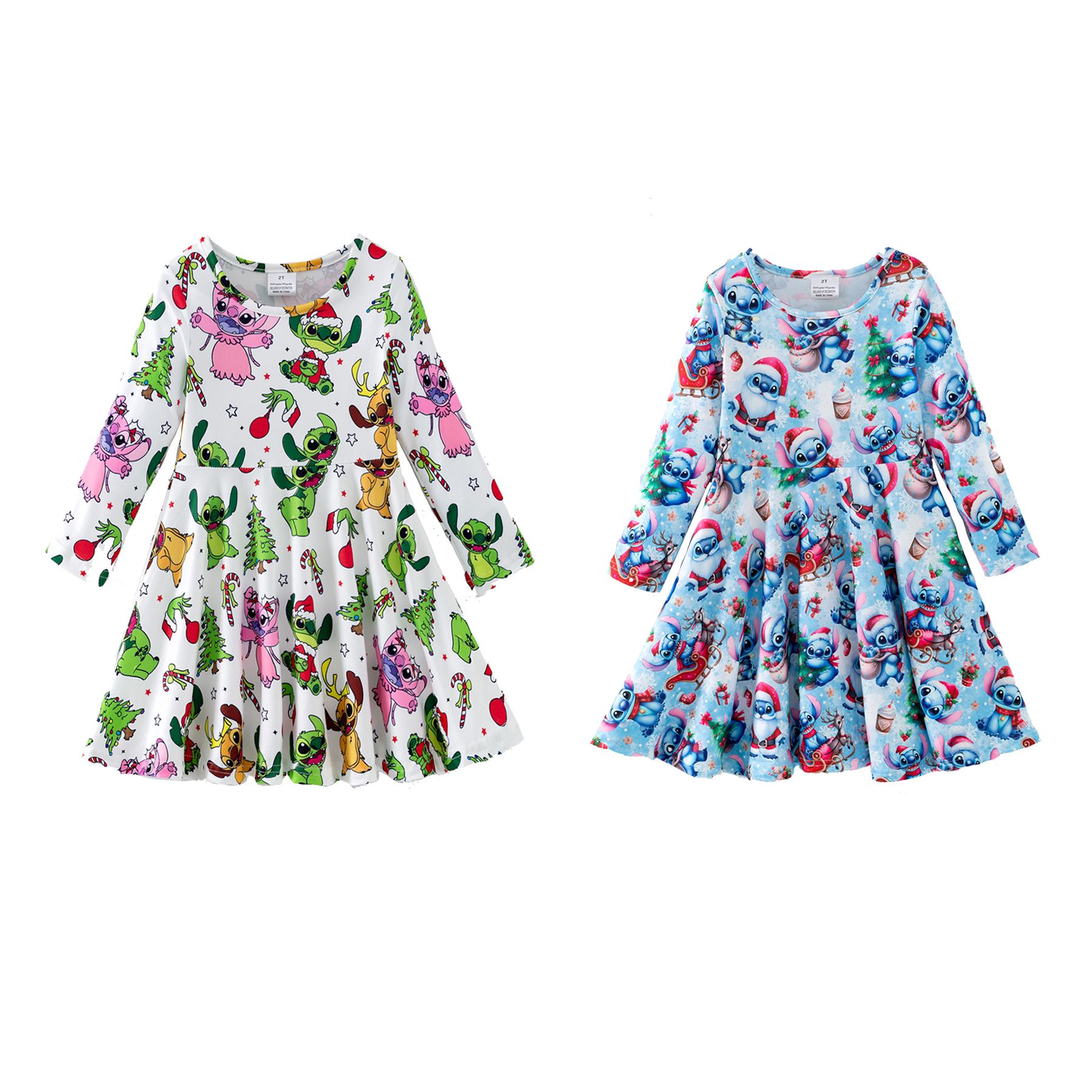 （Pre Order,Prepack Zone）Girls Christmas Cartoon Print Dress（Mix Size）