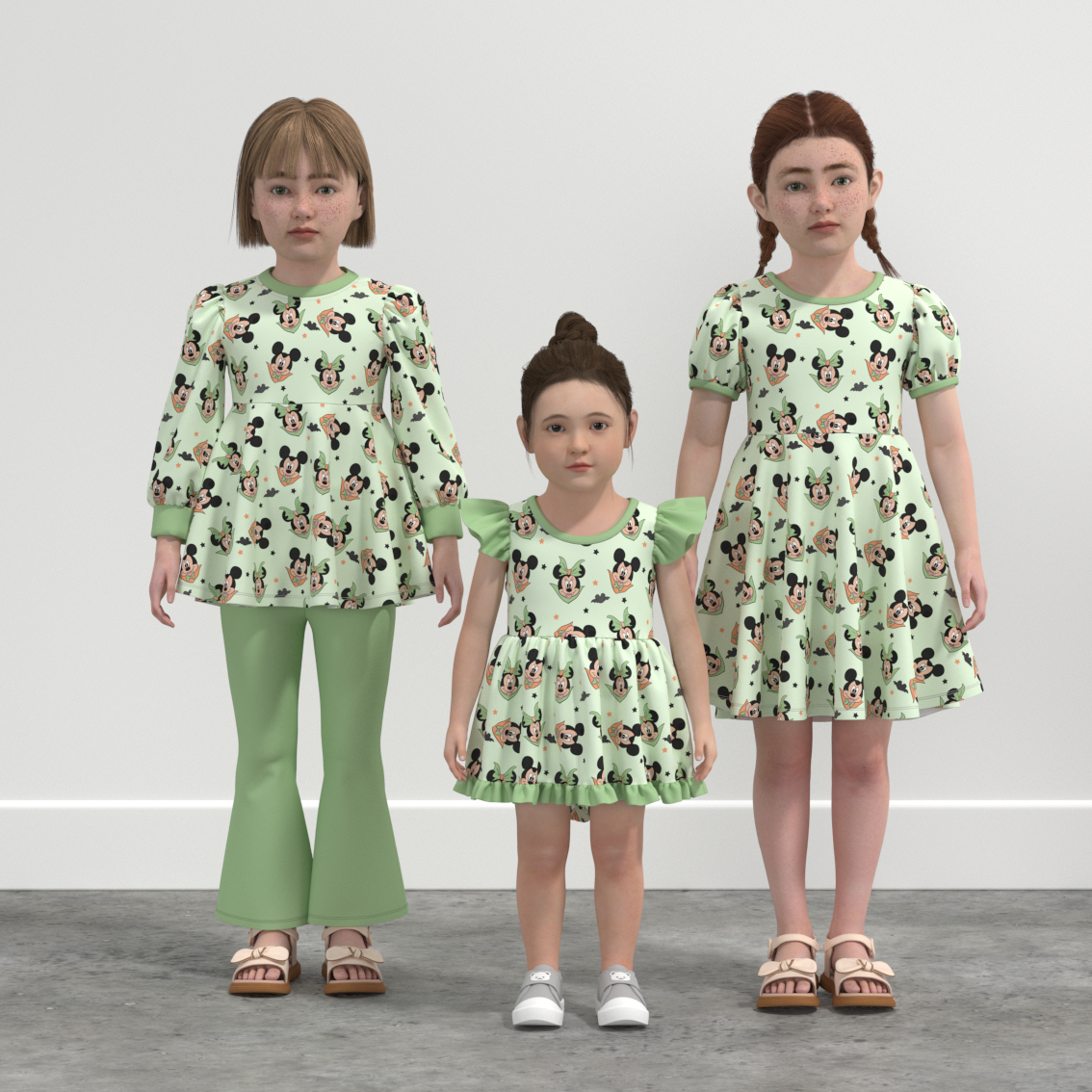 （Pre Order）Family Halloween Cartoon Print Dress,Set＆Romper