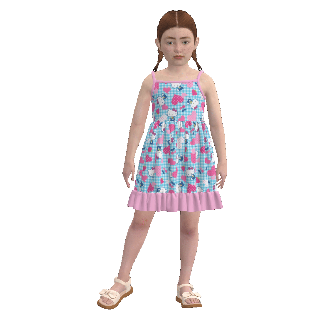 （Pre Order）Girls Summer Cartoon Print Slip Dress