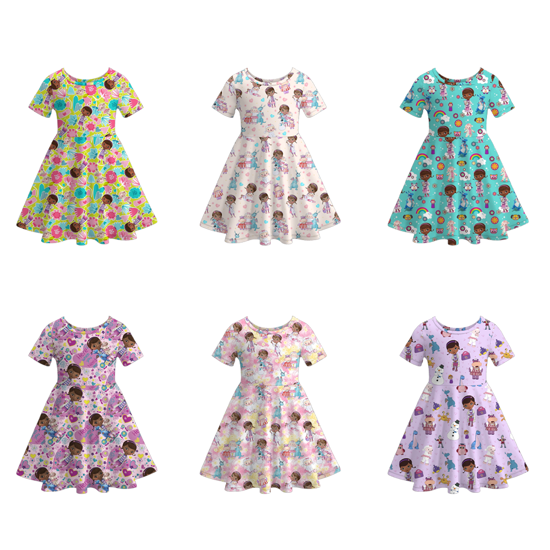 （Pre Order）Girls Summer Cartoon Print Dress