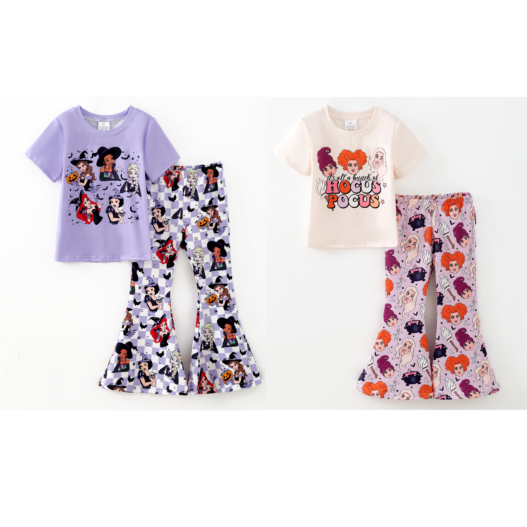 （Pre Order,Prepack Zone）Girls Halloween Princess Print Outfit Set