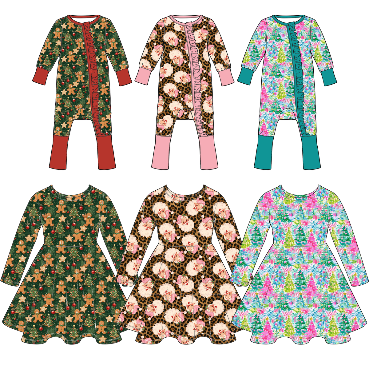 （Pre Order）Sisters Christmas Print Dress&Romper