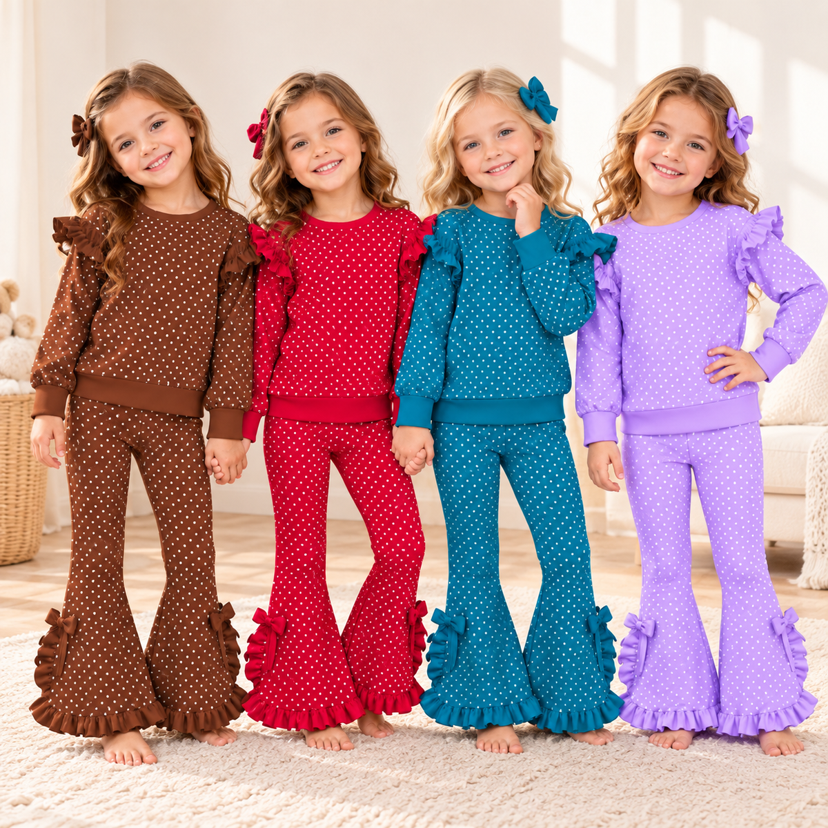 （Weekly Pre-Order）Girls Dot Print Outfit Set（Ends 10.11）