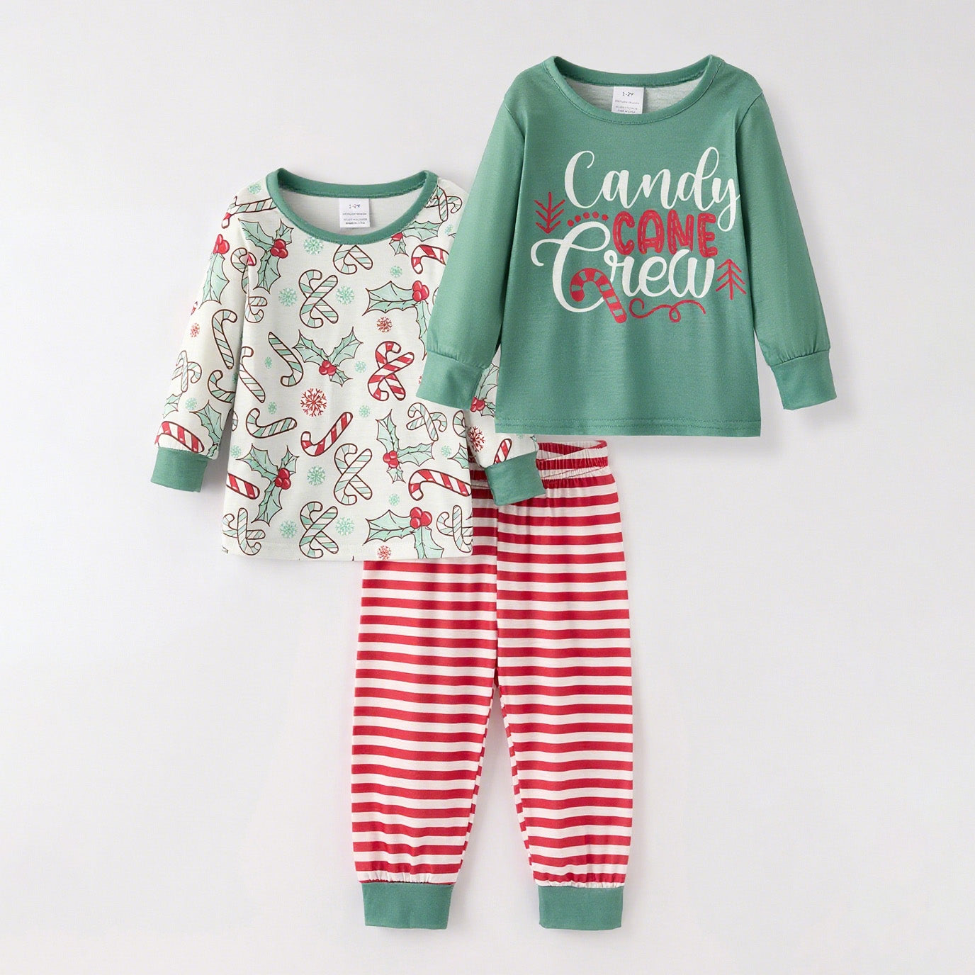 （In Stock）Girls Christmas Santa Claus Print Pajamas 3 pcs