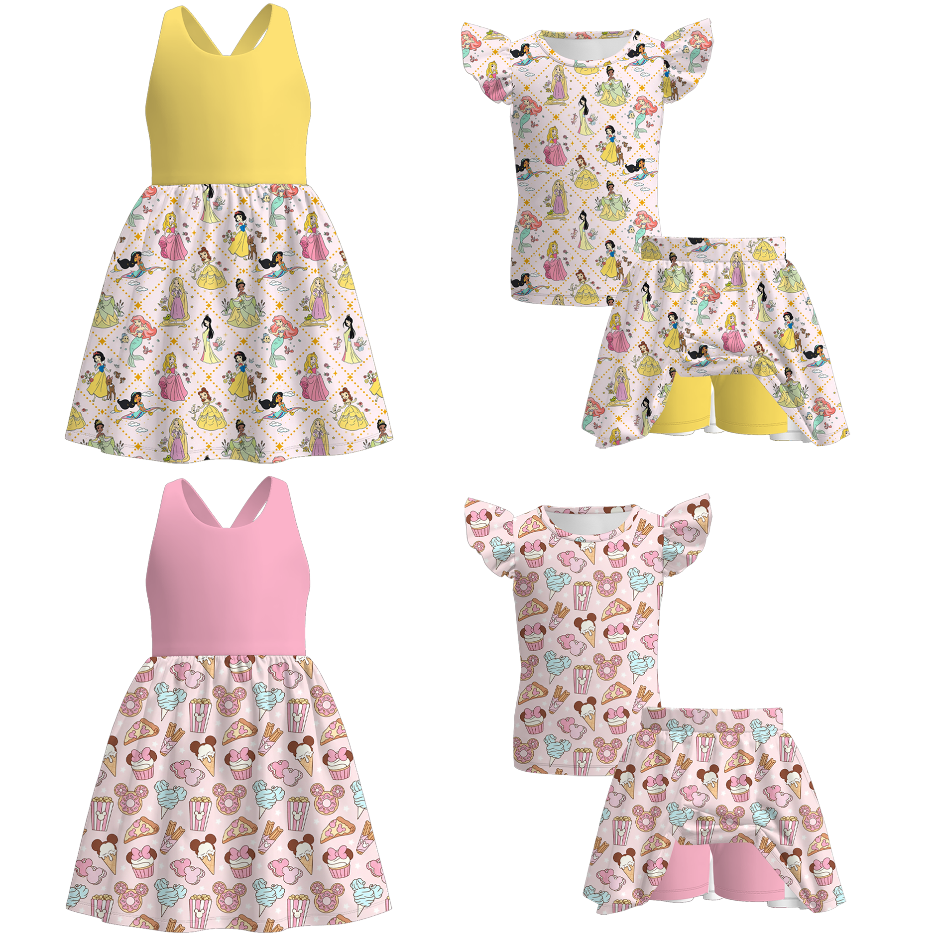 （Pre Order+Prepack Zone）Girls Goose&Princess Print Dress,Set（Mix Size）