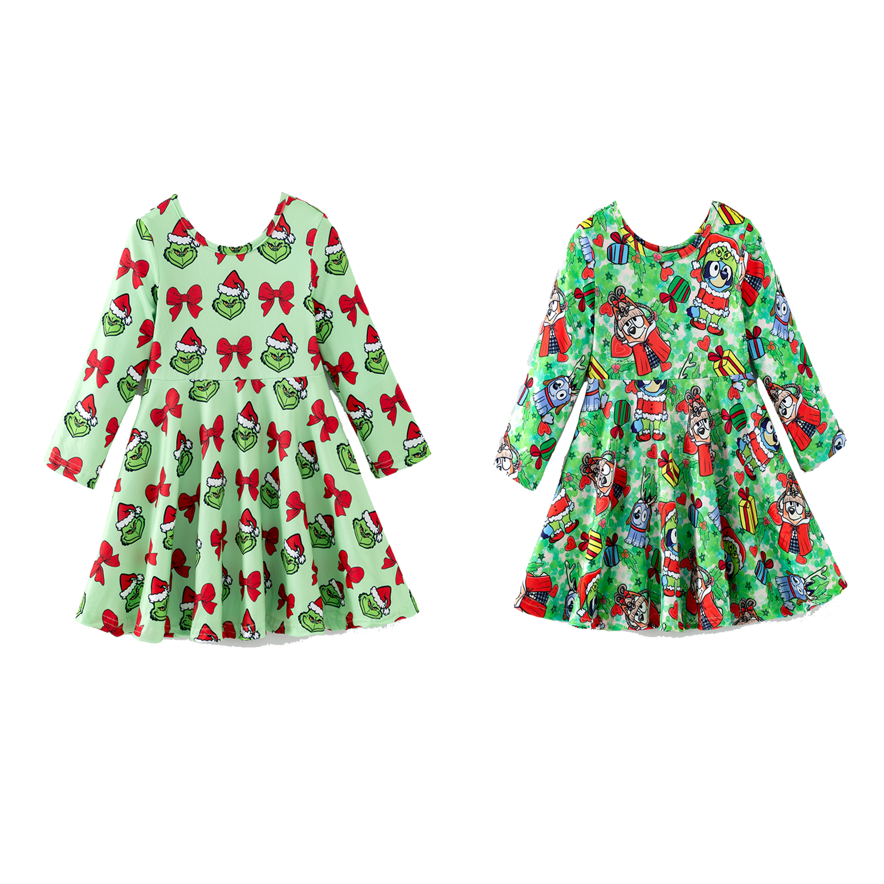 （Pre Order,Prepack Zone）Girls Christmas Cartoon Print Dress（Mix Size）