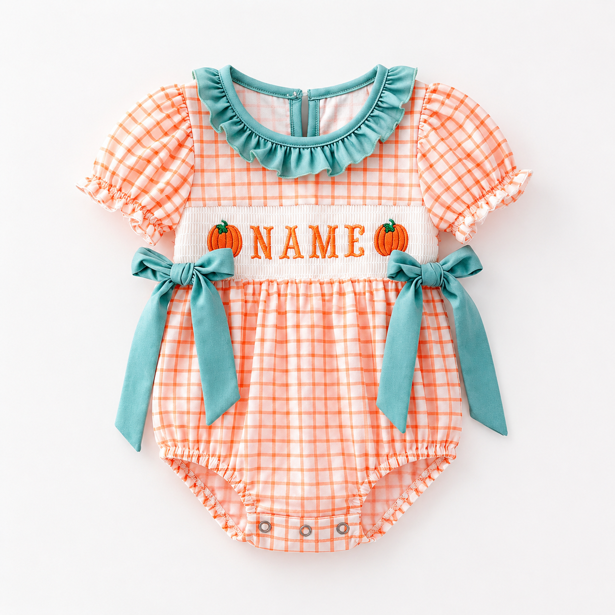（Pre Order）Siblings Pumpkin Embroidery Smocked Dress,Set&Romper