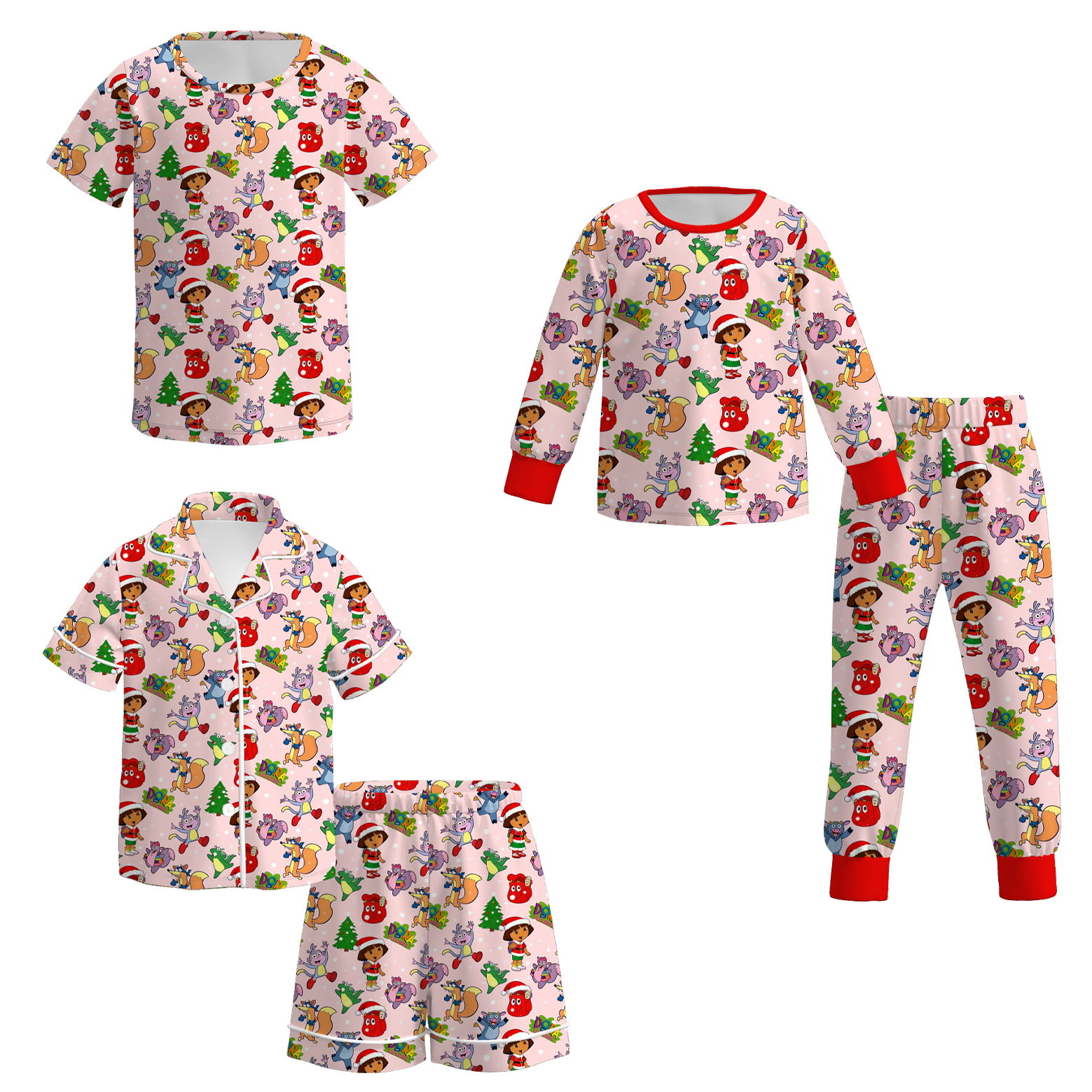 （Pre Order）Girls Christmas Cartoon Print Set&Top