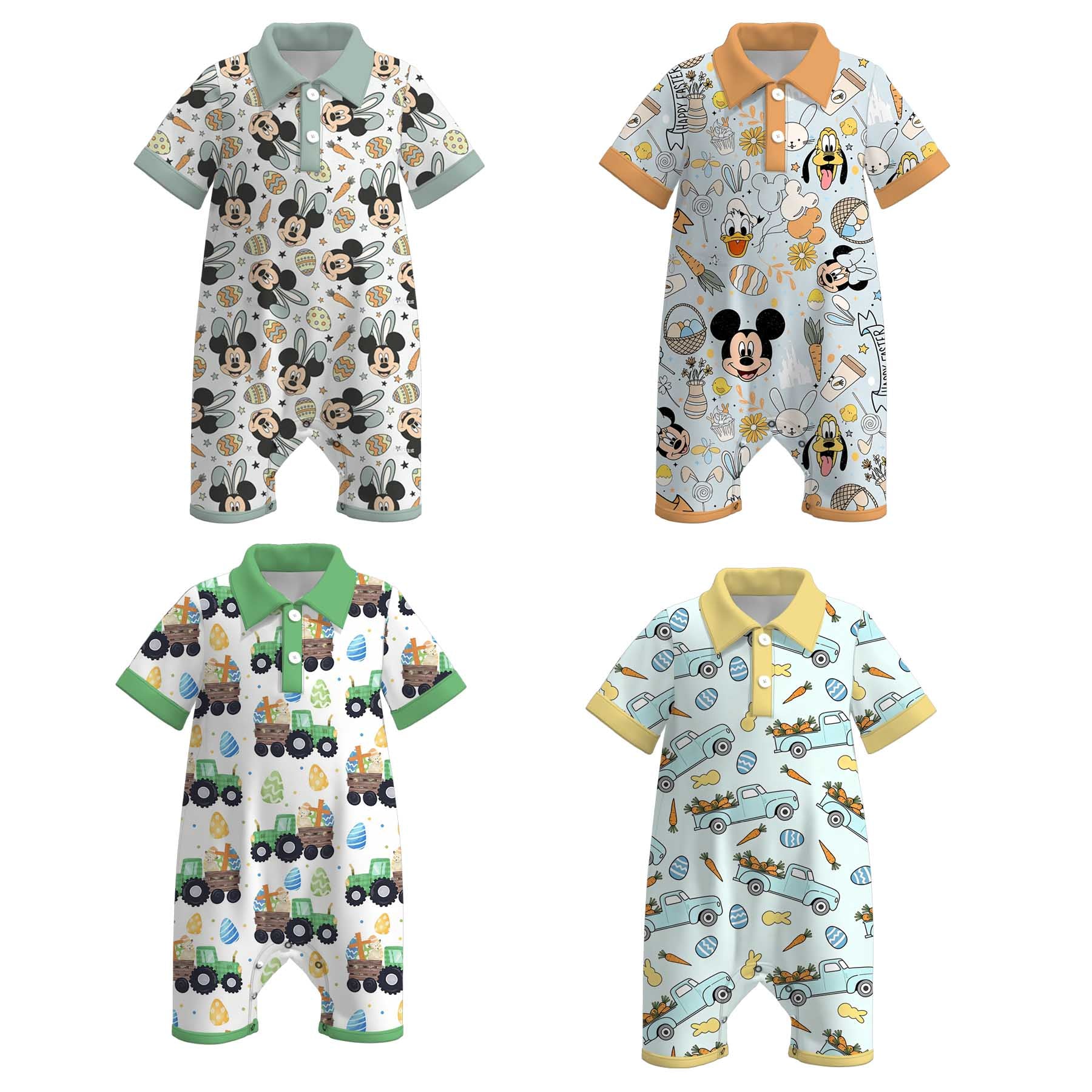 （Pre Order）Toddler Boys Easter Cartoon Print Romper