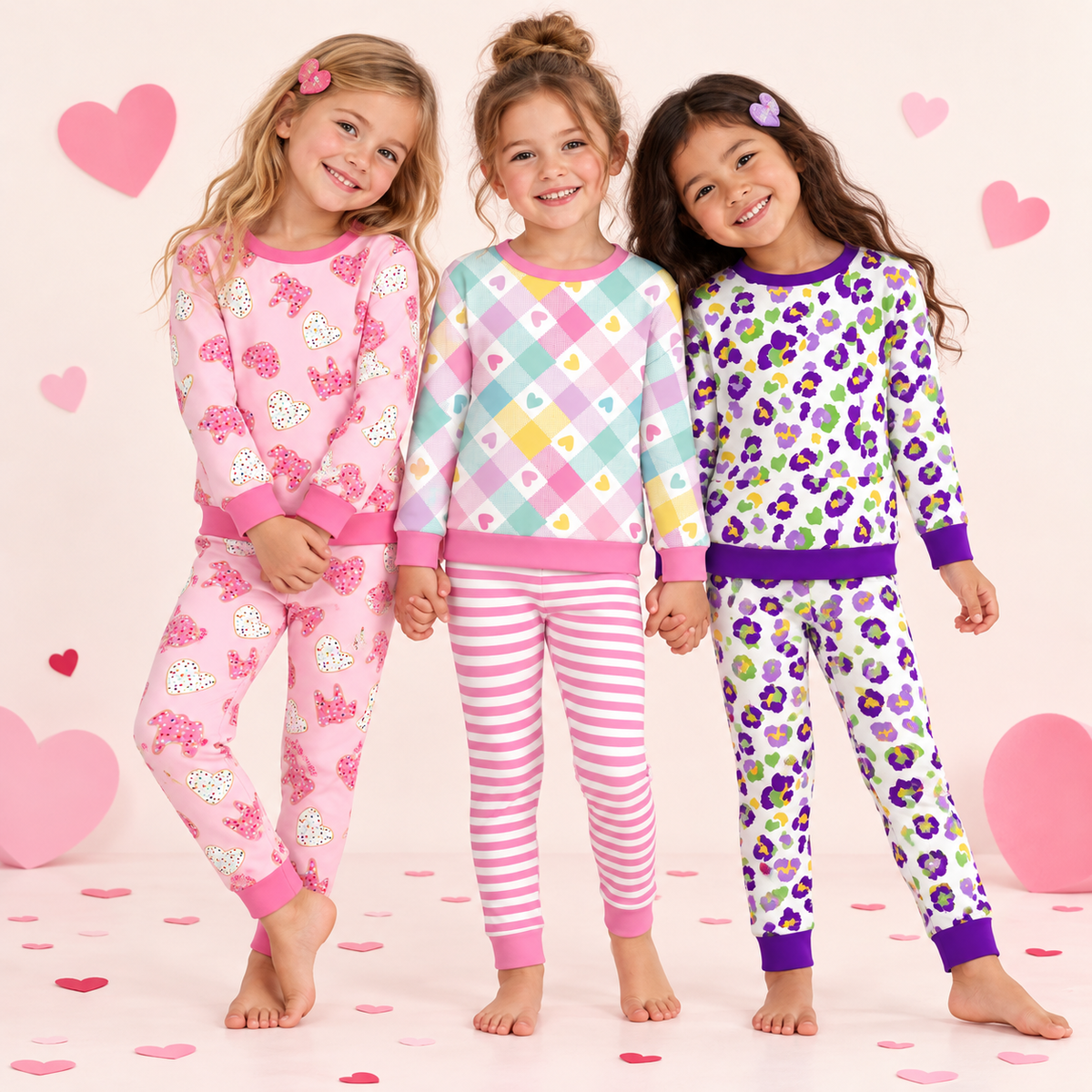 （Weekly Pre-Order）Girls Valentine's Day&Mardi Gras Print Outfit Set（Ends 11.8）