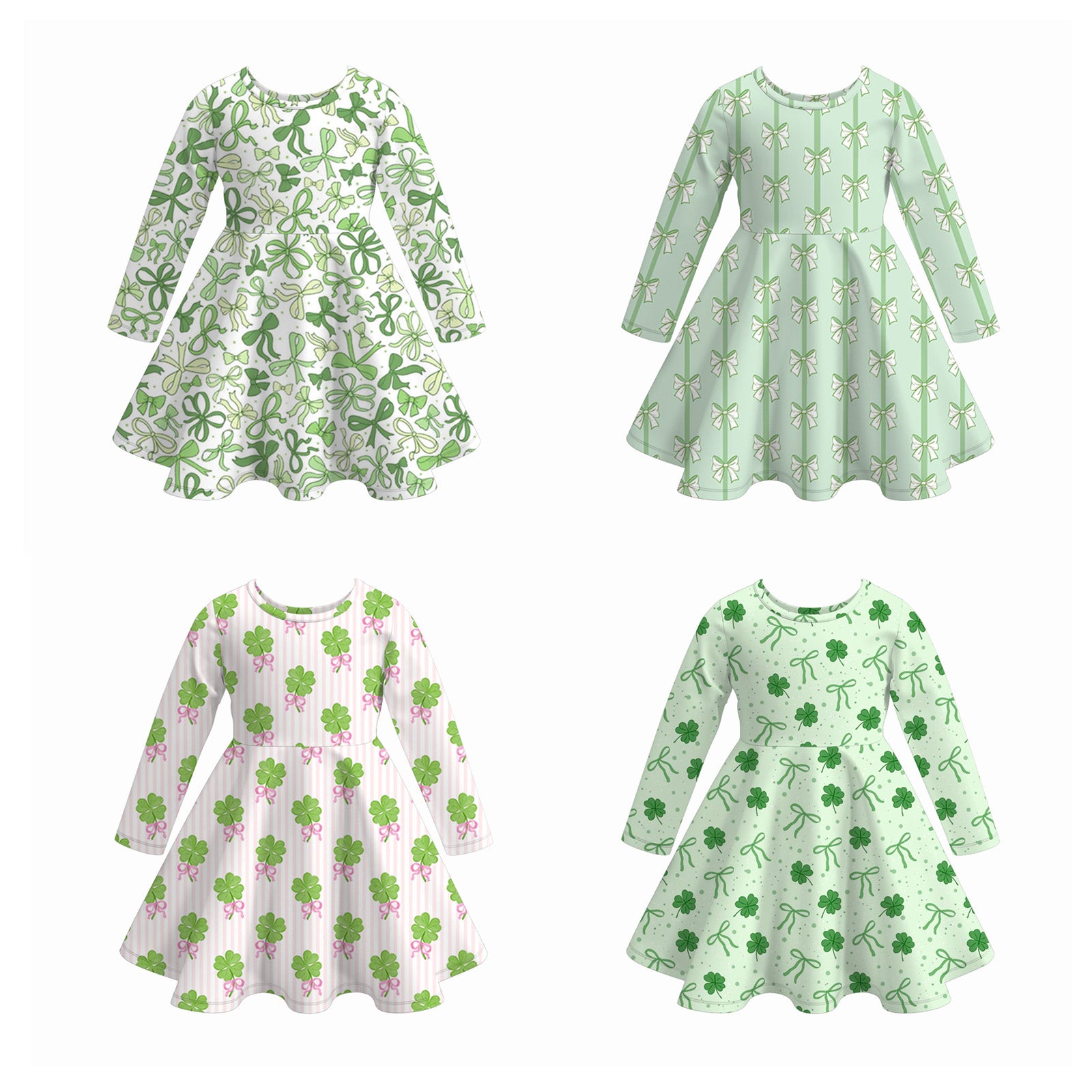 （Pre Order）Girls St. Patrick's Day Shamrock Print Dress