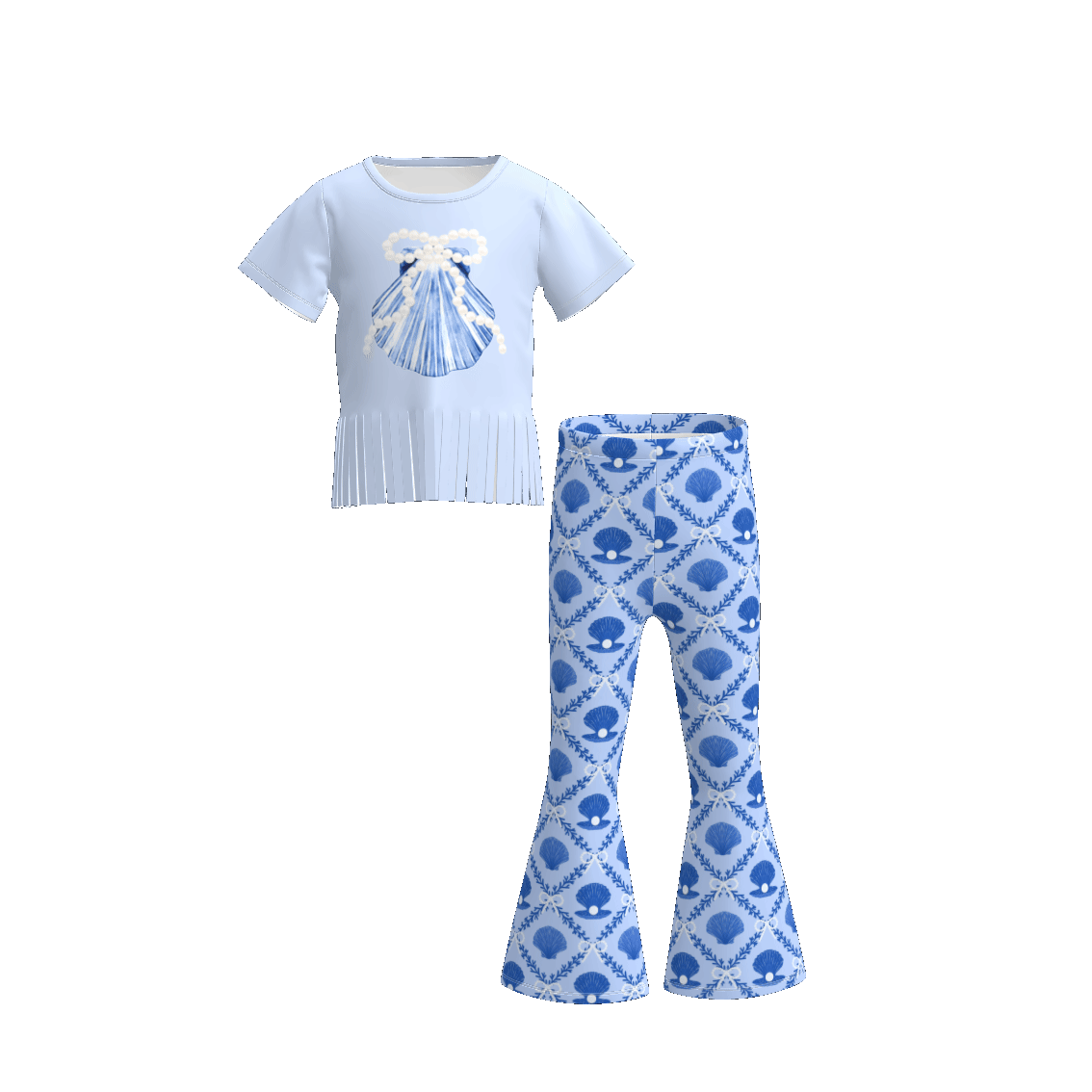 （Pre Order）Girls Spring and Summer Print Outfit Set