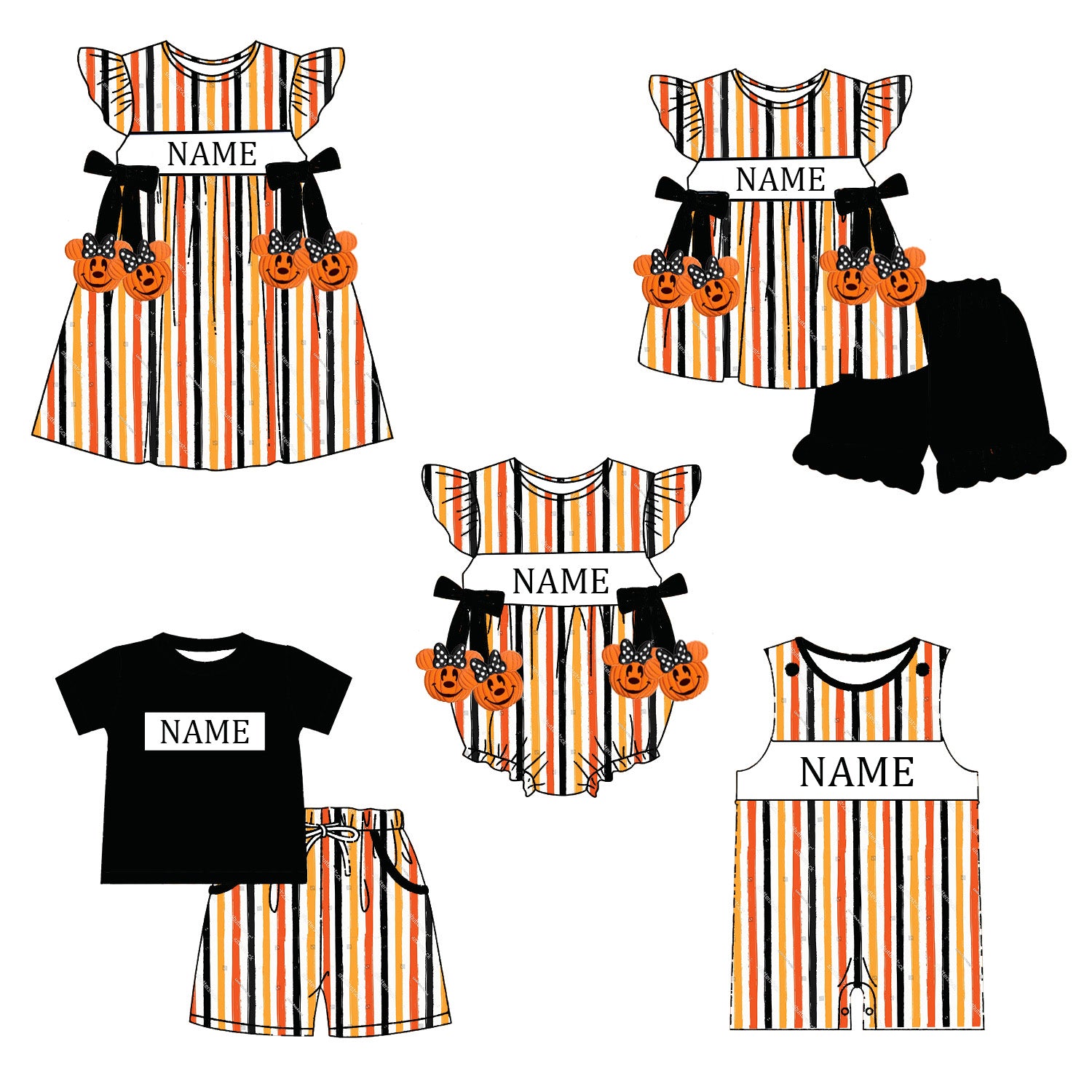 （Pre Order）Siblings Halloween Embroidery Smocked Dress,Set&Romper