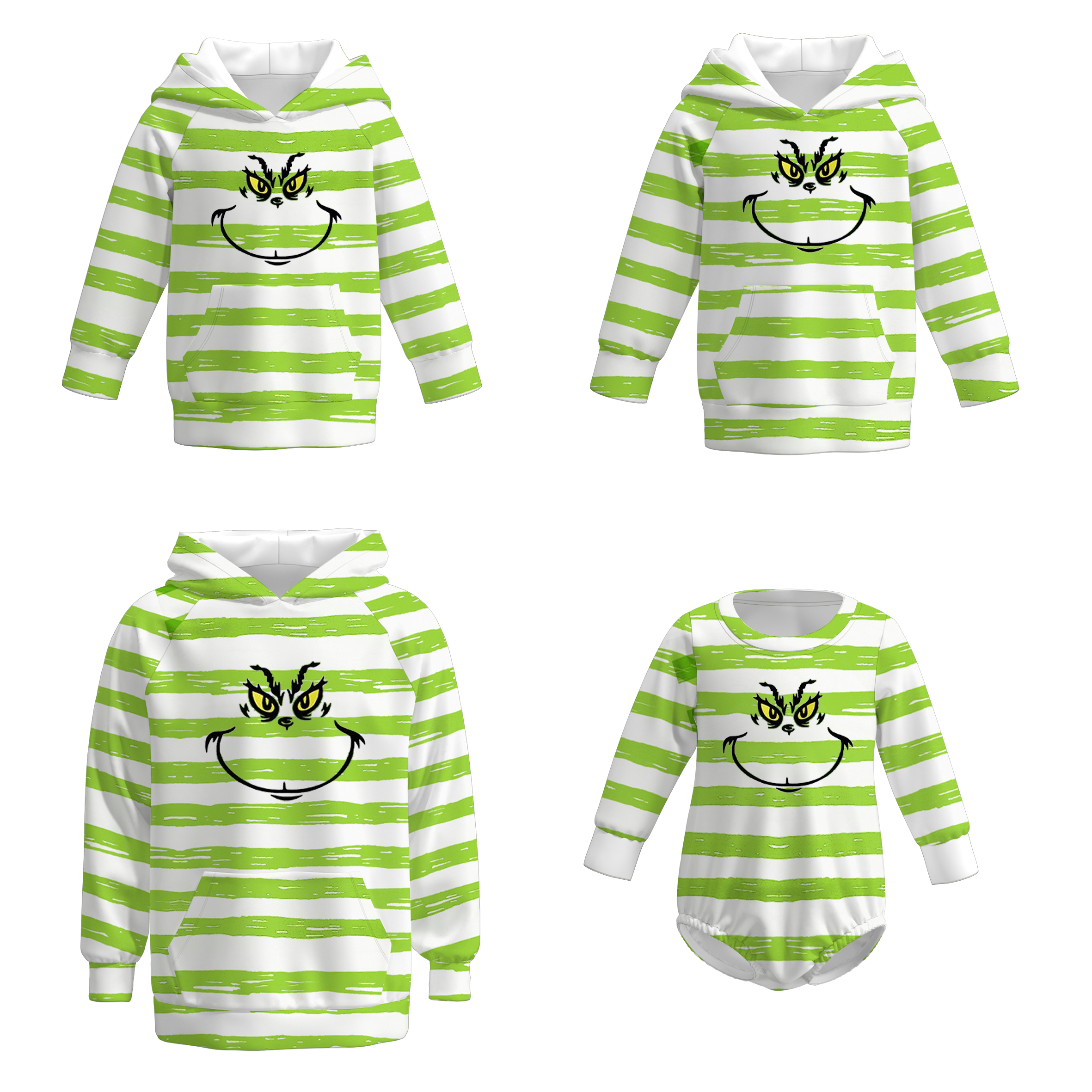 （Pre Order）Family Christmas Cartoon Print Top&Romper