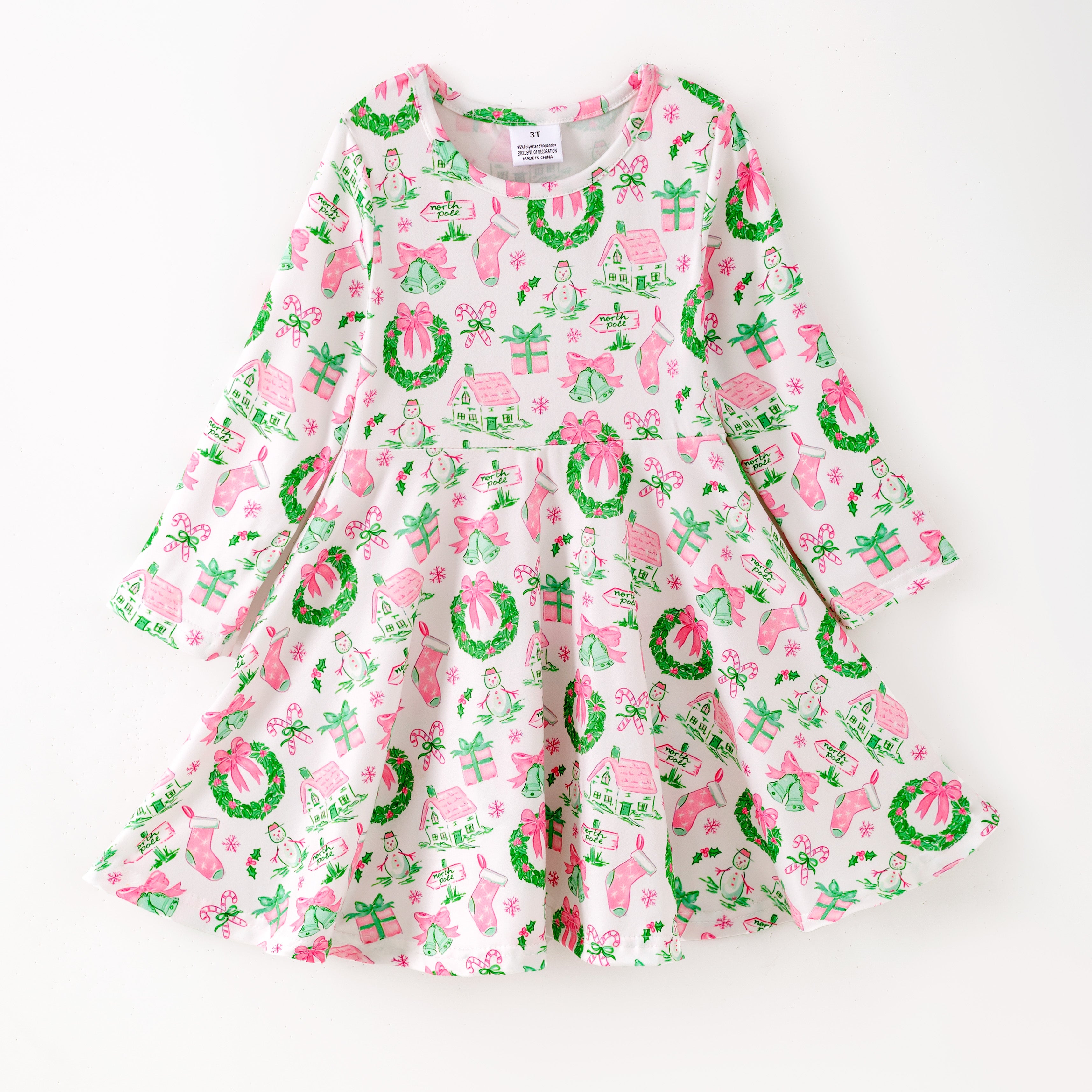 （Pre Order,Prepack Zone）Girls Christmas Print Dress&Set