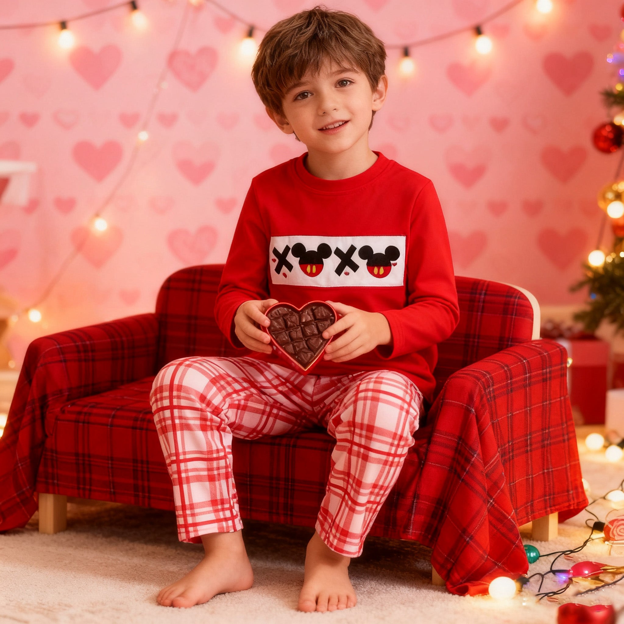 （In Stock）Boys Valentine's Day Embroidery Outfit Set
