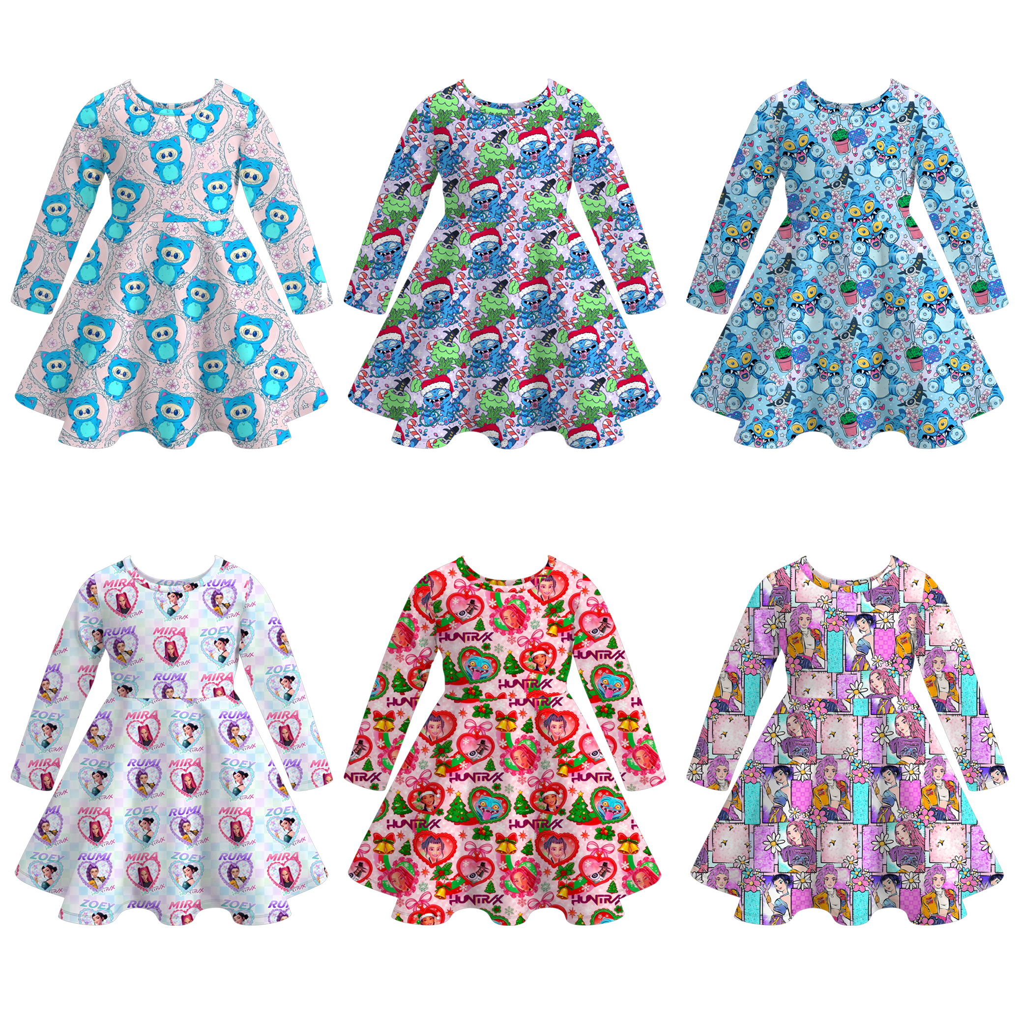 （Pre Order）Girls Movie Character Print Long Sleeves Dress
