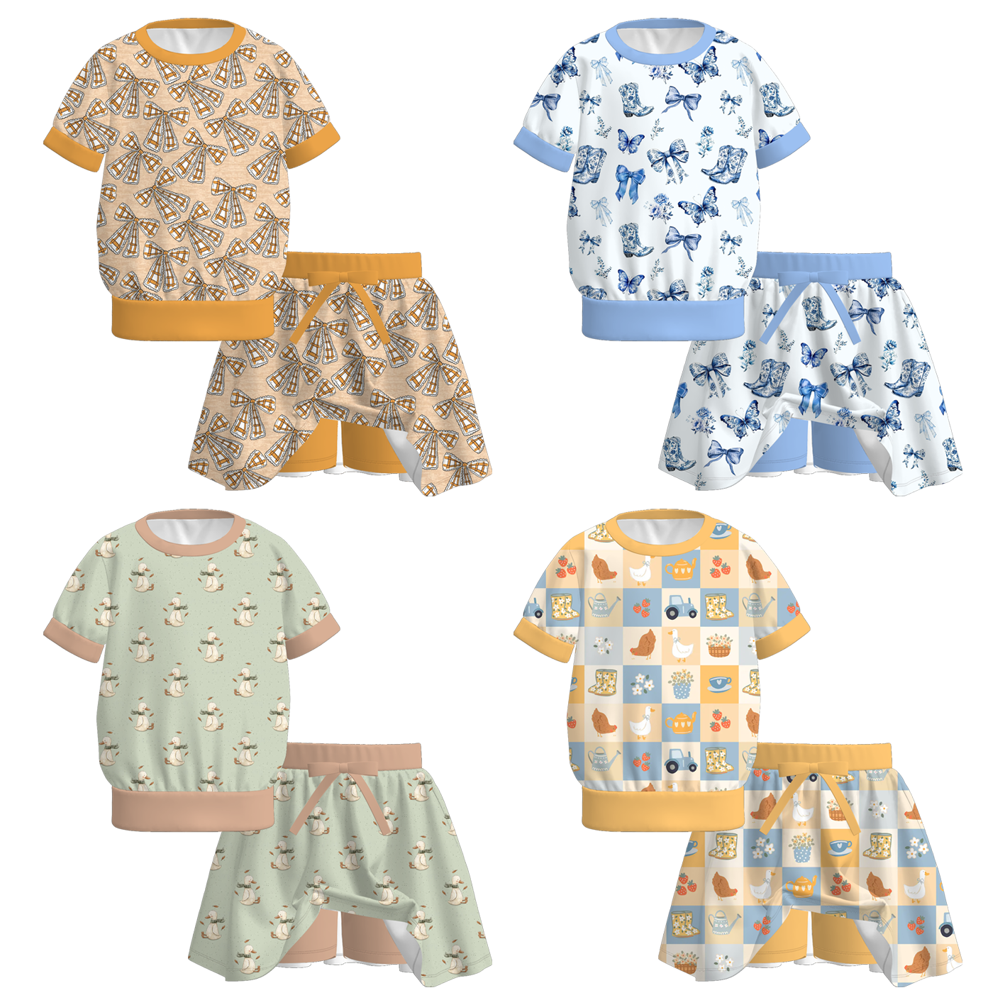 （Pre Order+Prepack Zone）Girls Fall Print Skort Set