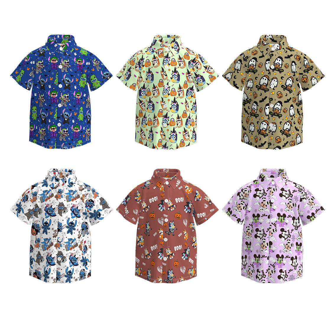（Pre Order）Boys Halloween Cartoon Print Four-way Stretch Shirt