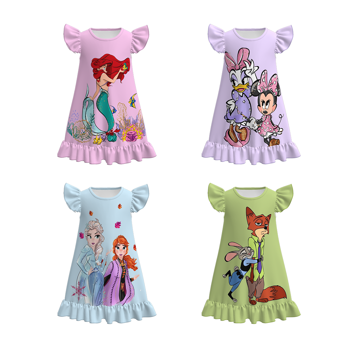 （Pre Order）Girls Spring and Summer Cartoon＆Princess Print Pajamas