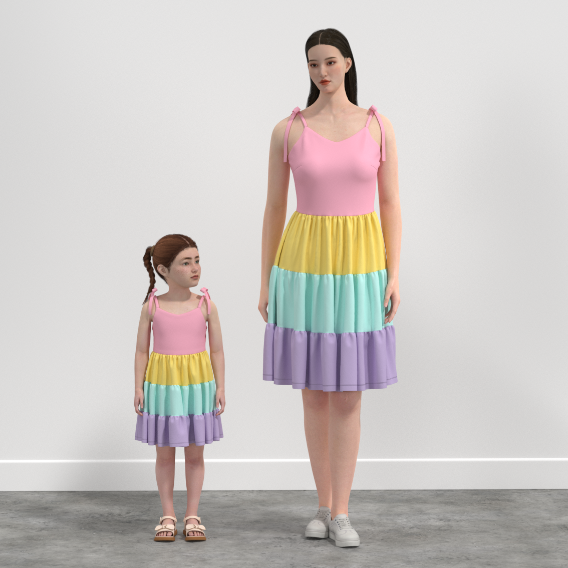 （Pre Order）Mommy and Me Spring＆Summer Color-matching Slip Dress