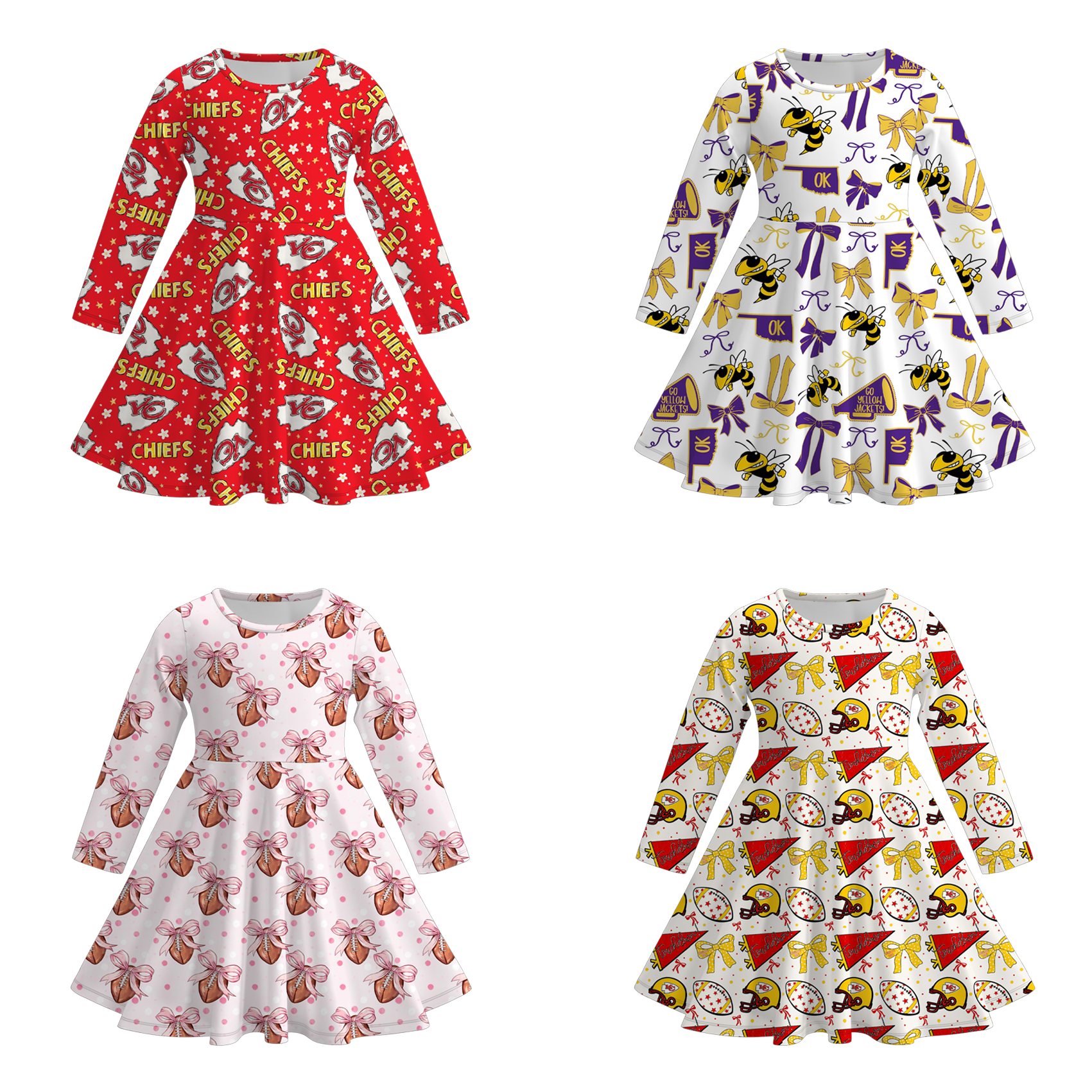 （Pre Order）Girls Football Team Print Dress