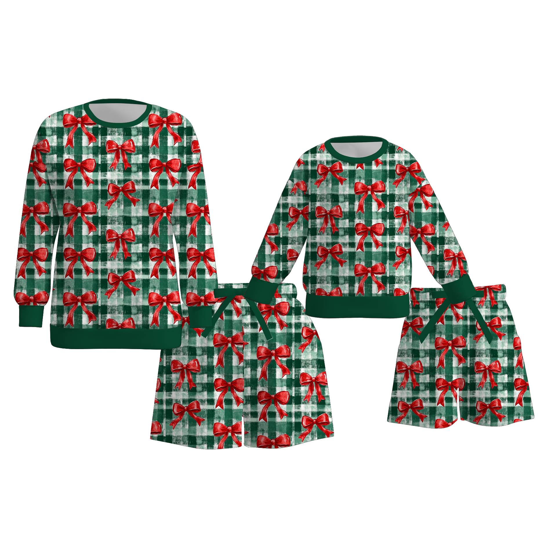 （Pre Order）Family Christmas Bow Print Shorts Set
