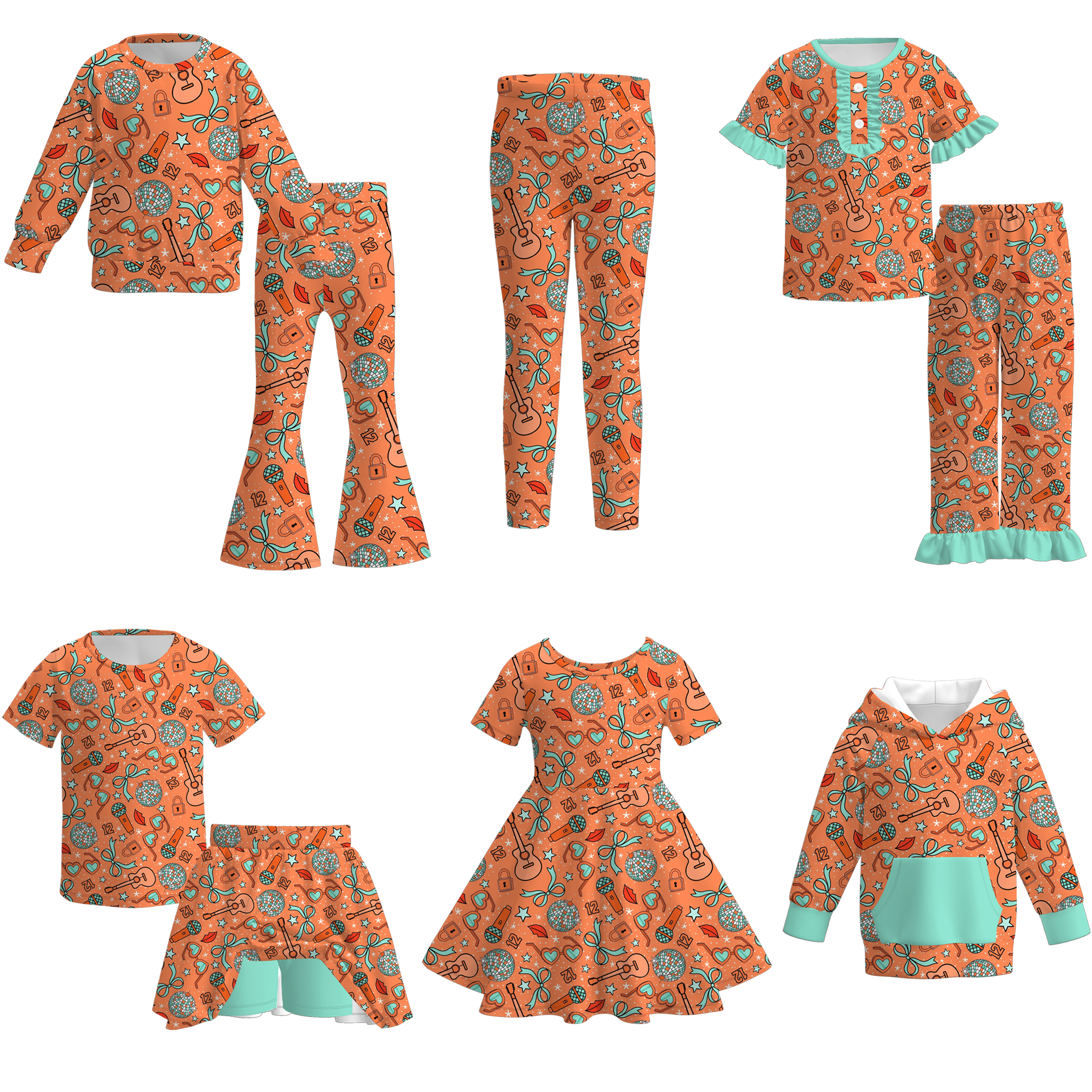 （Pre Order）Family TS Print Dress,Set,Top&Pants