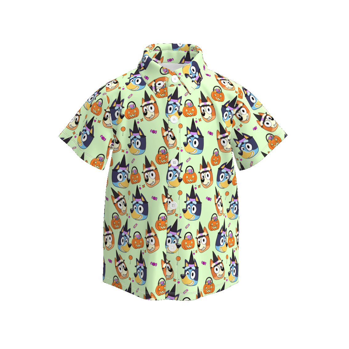 （Pre Order）Boys Halloween Cartoon Print Four-way Stretch Shirt
