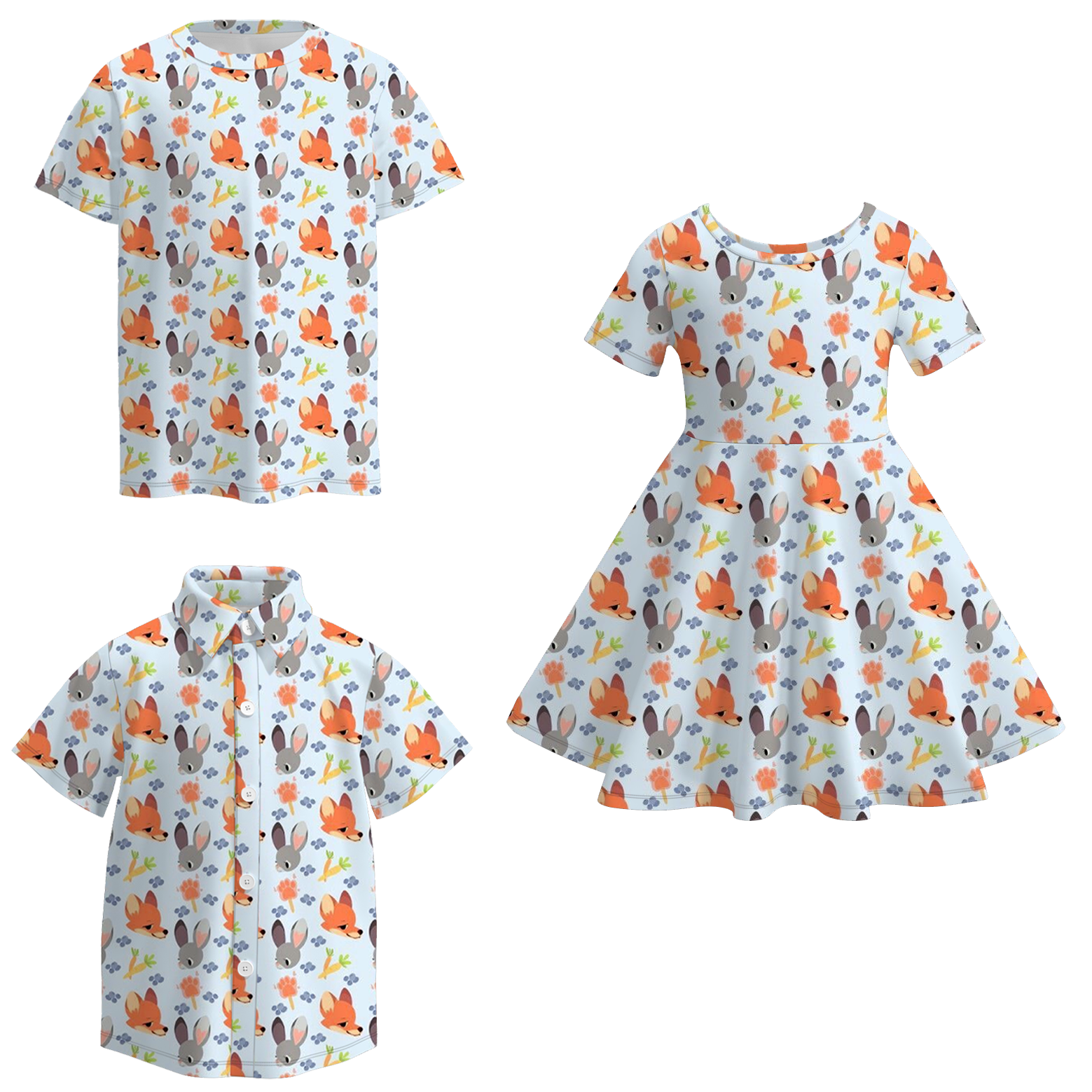 （Pre Order）Siblings Cartoon Print Dress&Top