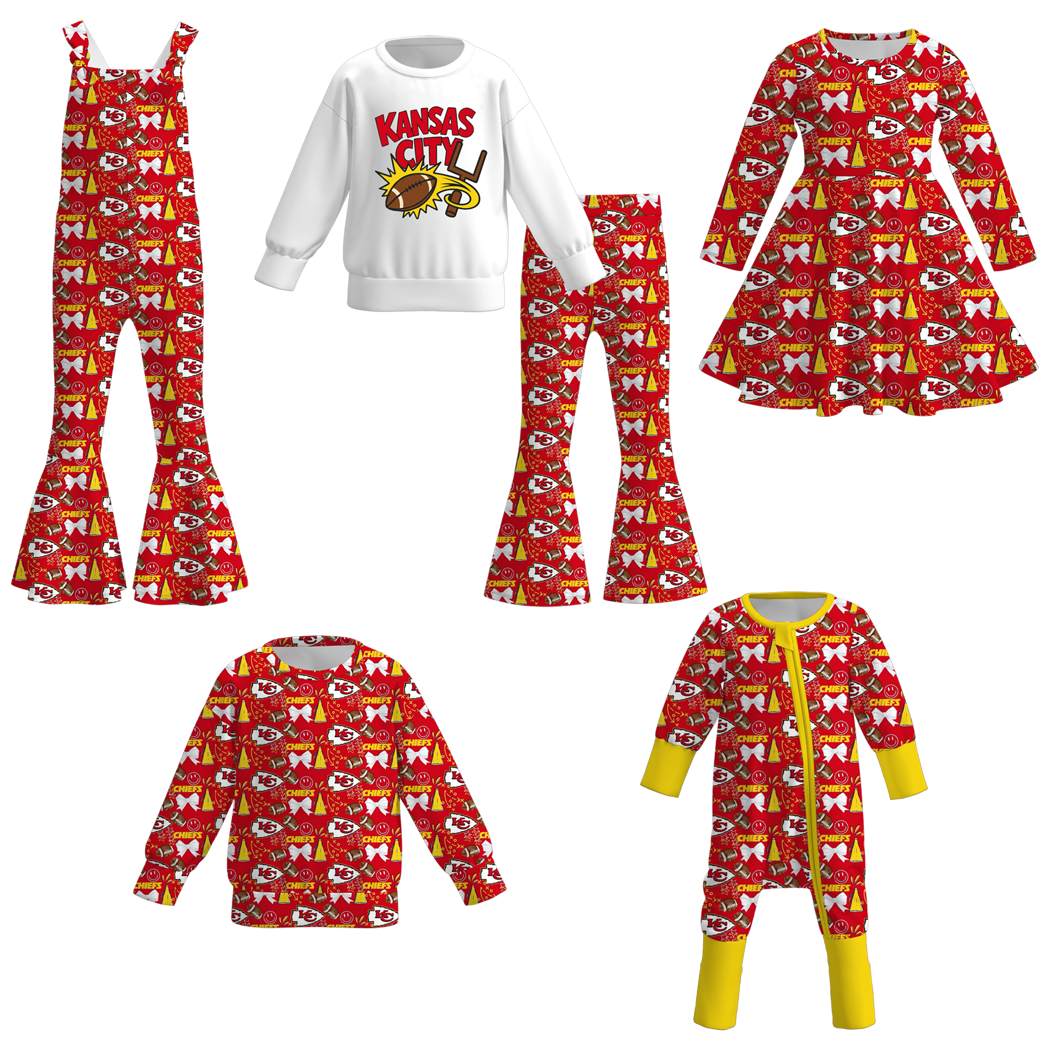 （Pre Order）Family Football Print Dress,Set,Top＆Romper