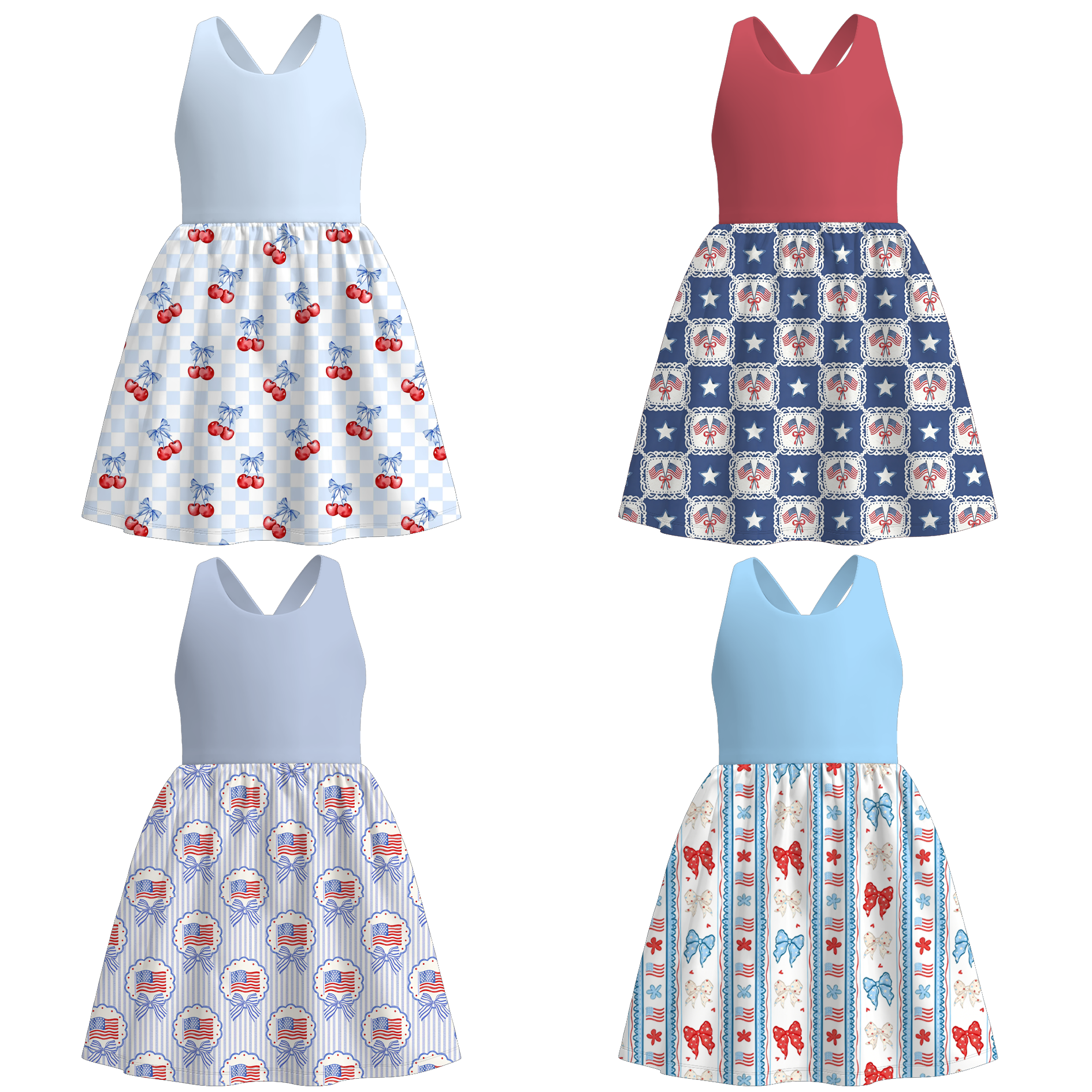 （Pre Order）Girls Patriotic Print Dress