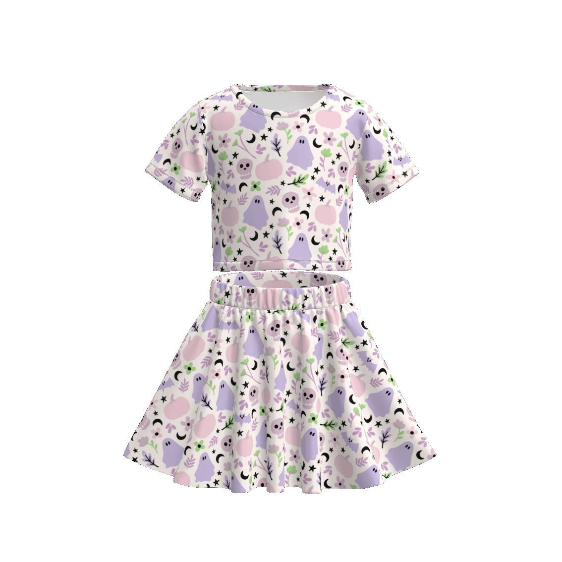 （Pre Order）Girls Halloween Cartoon Print Skirt Set