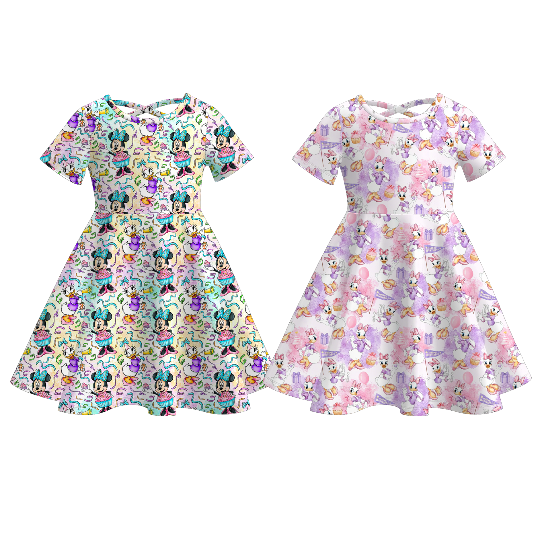 （Pre Order+Prepack Zone）Girls Summer Cartoon Print Dress
