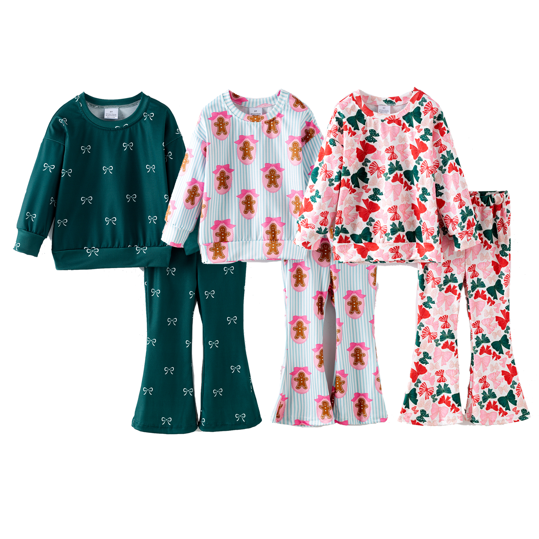 （Pre Order,Prepack Zone）Girls Christmas Print Set（Mix Size）