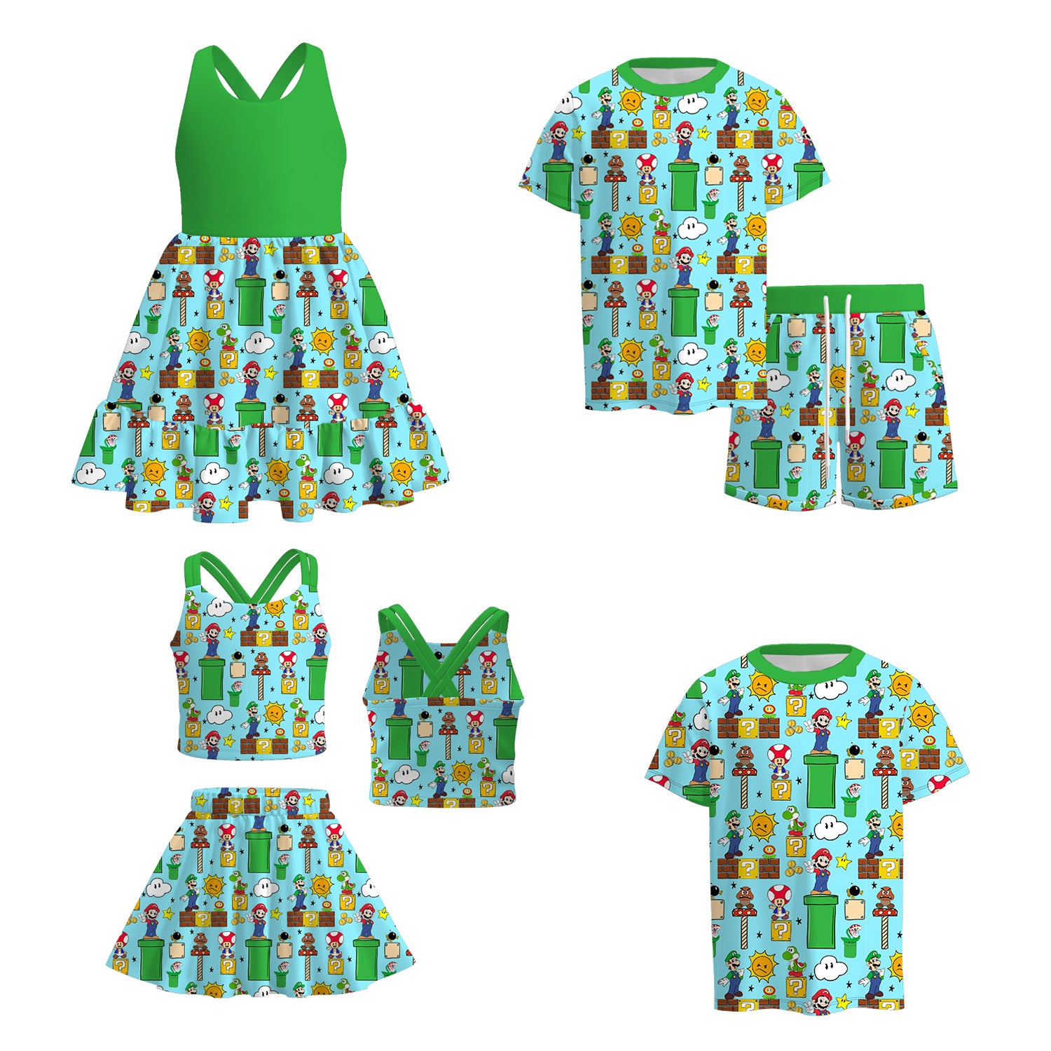 （Pre Order）Siblings Spring&Summer Cartoon Print Dress,Set&Top