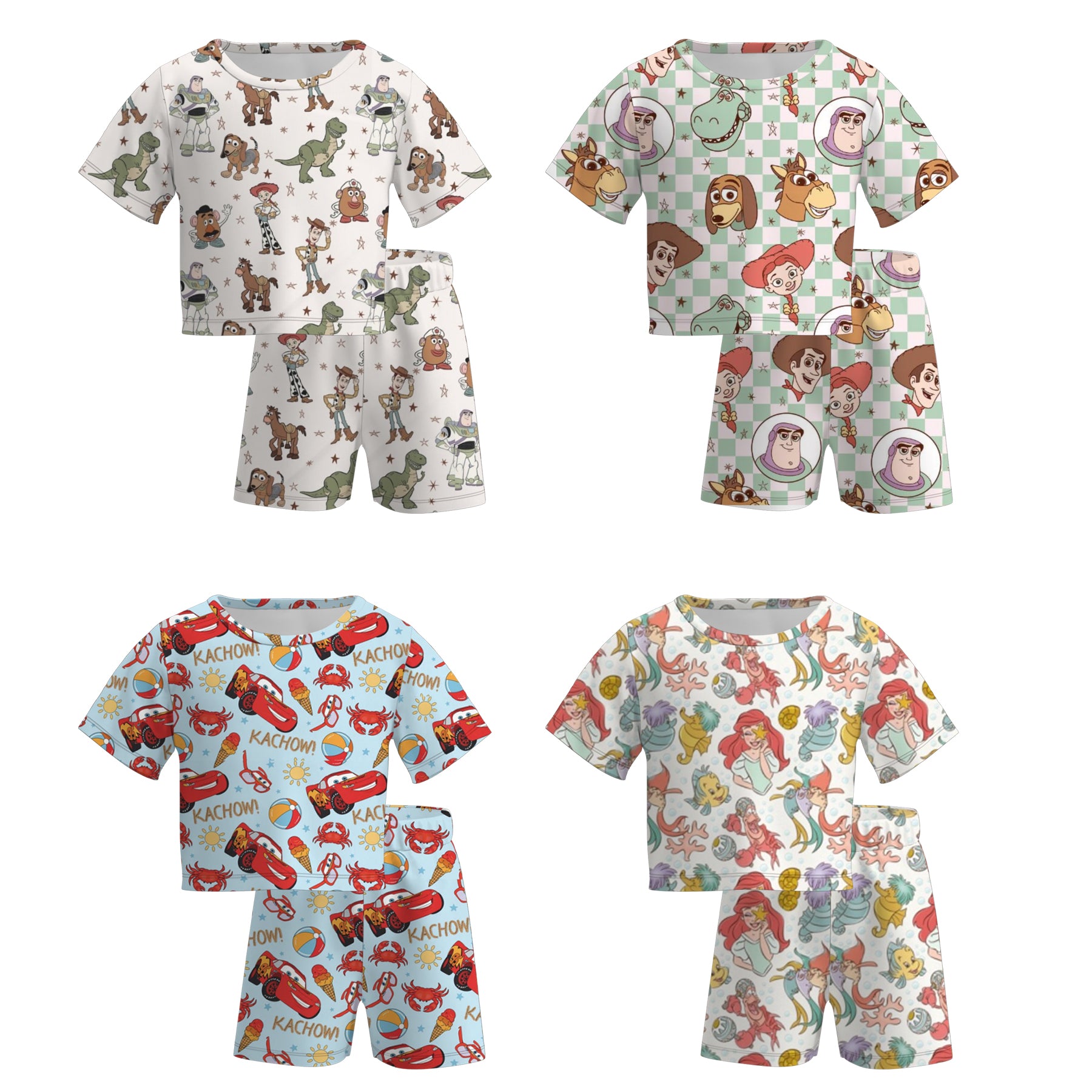 （Pre Order）Girls Spring and Summer Cartoon Print Shorts Set