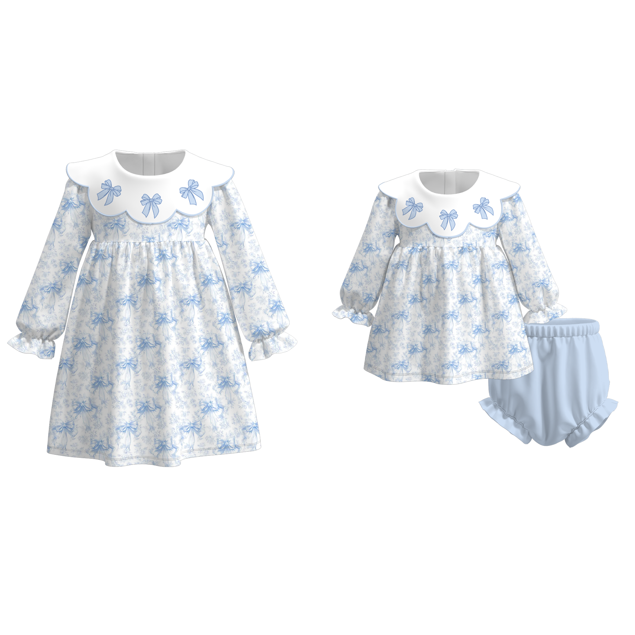 （Pre Order）Sisters Spring Bow Embroidery Dress&Romper