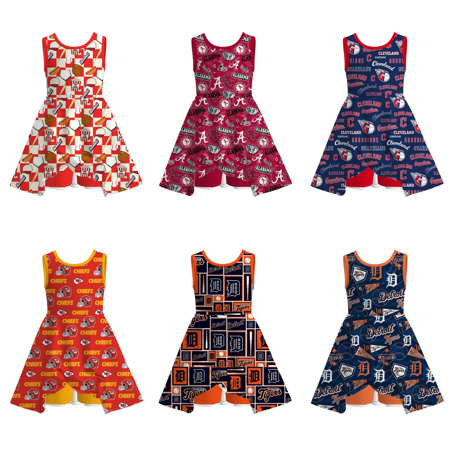 （Pre Order）Girls Spring and Summer Baseball Print Skort Dress