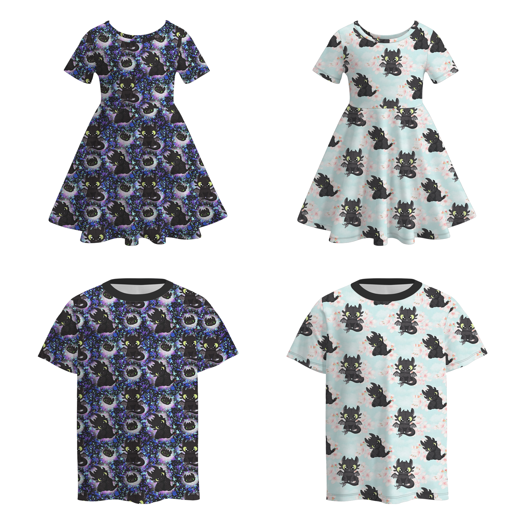 （Pre Order）Girls Summer Cartoon Print Dress&Top