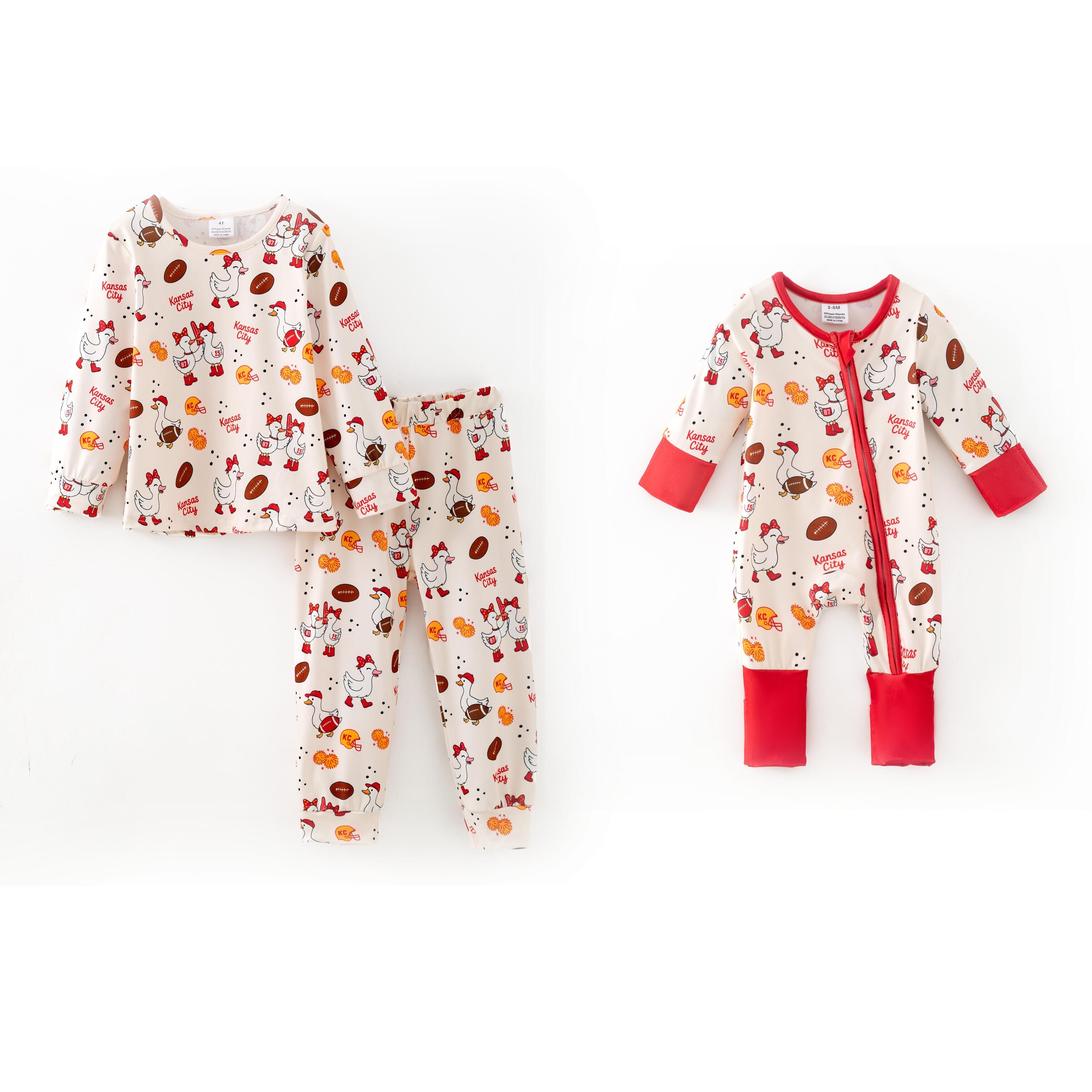 （Pre Order,Prepack Zone）Family Football Print Pajamas&Romper（Mix Size）