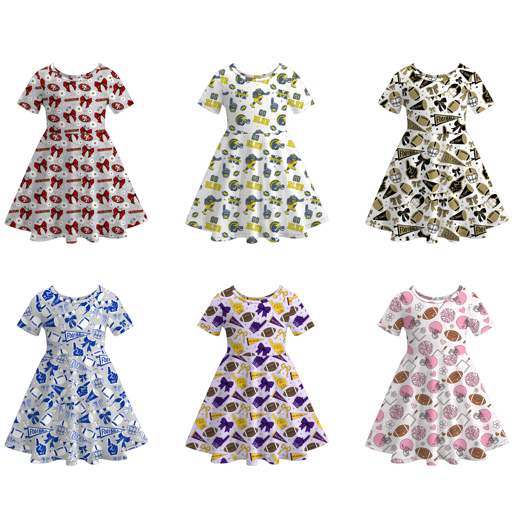 （Pre Order）Girls Summer Football Print Dress