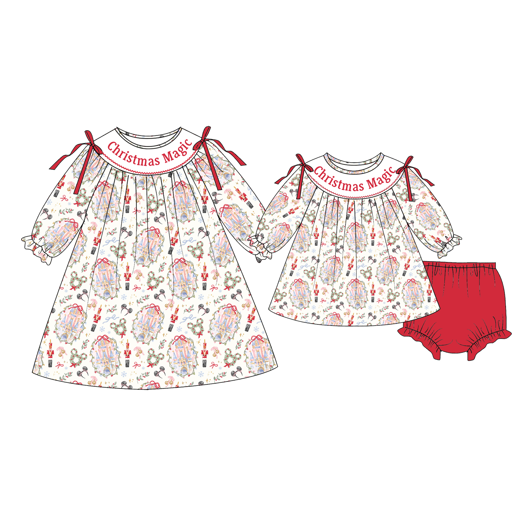 （Weekly Pre-Order）Girls Christmas Embroidery Smocked Dress,Set&Romper（Ends 8.23）