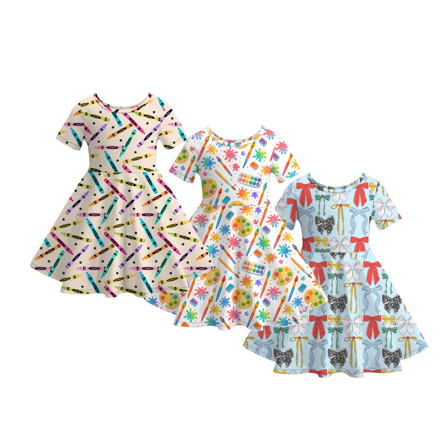 （Pre Order+Prepack Zone）Girls Summer Back To School Print Dress