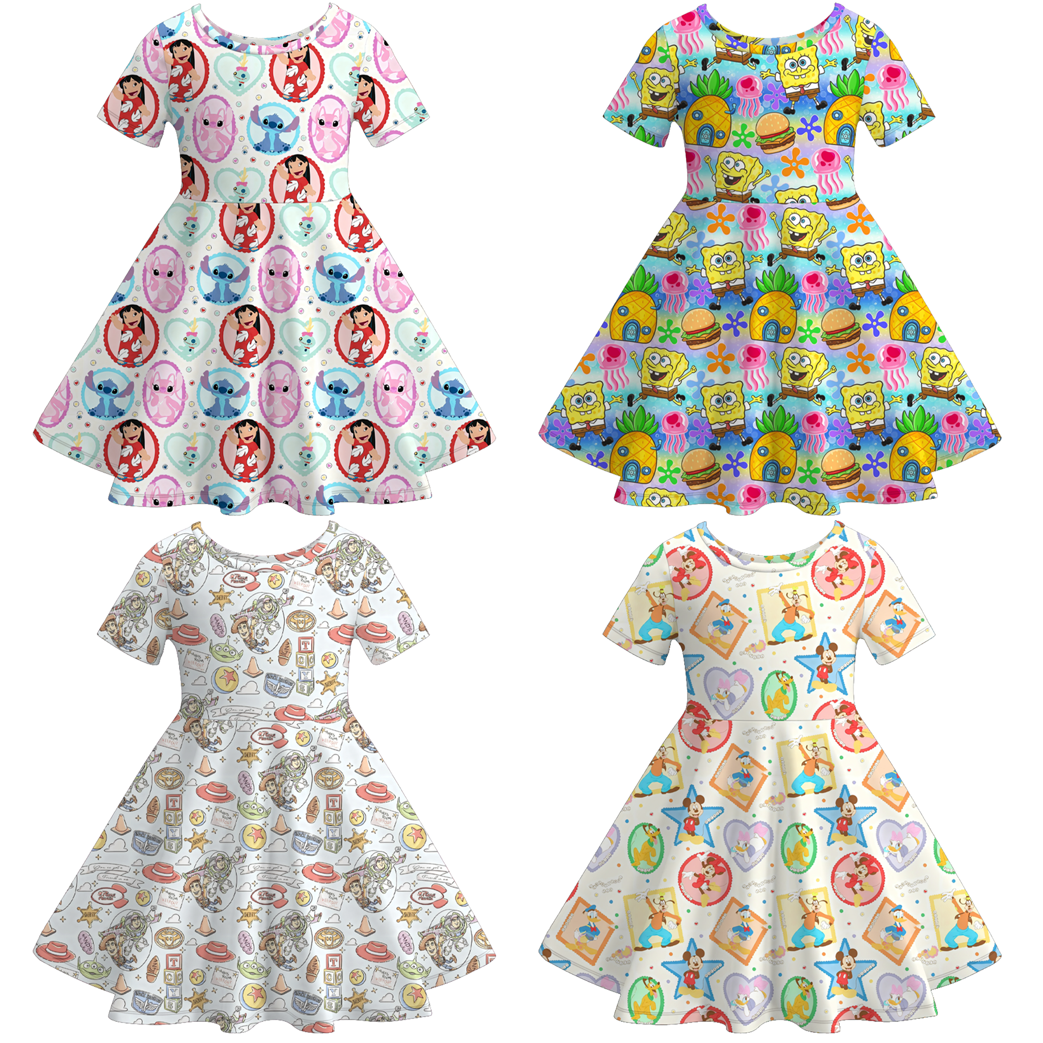 （Pre Order）Girls Spring&Summer Cartoon Print Dress