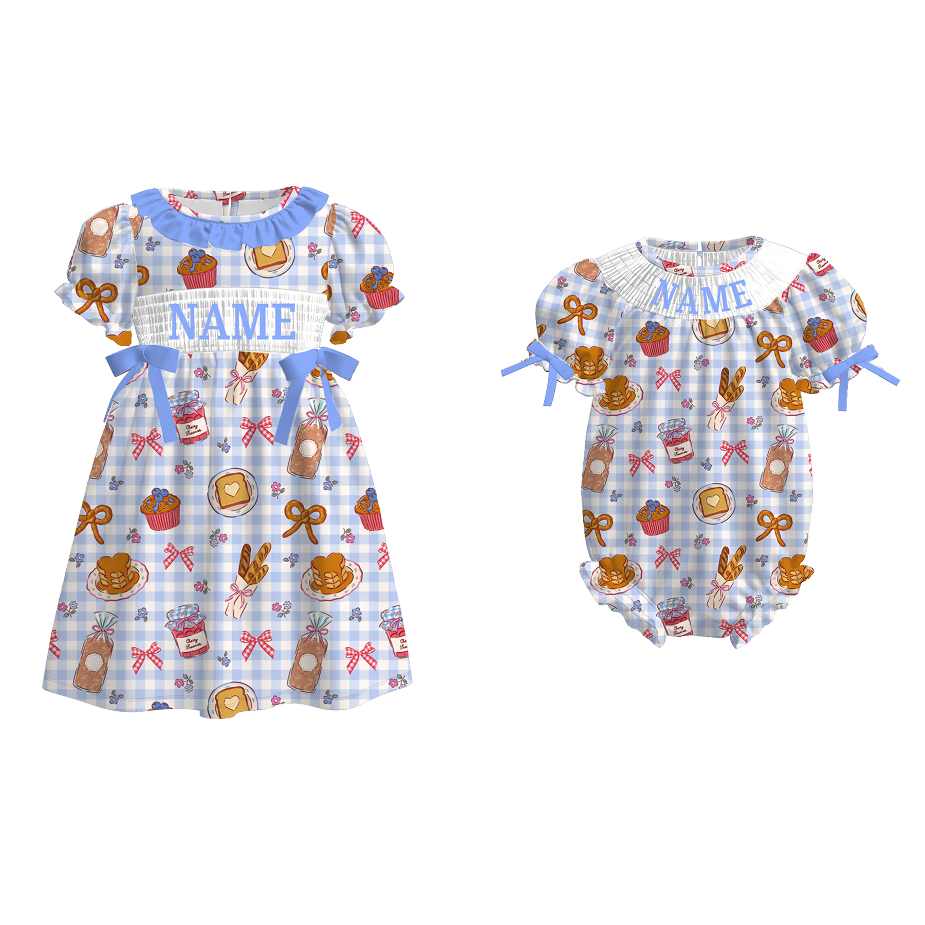 （Pre Order）Sisters Fall Embroidery Smocked Dress＆Romper