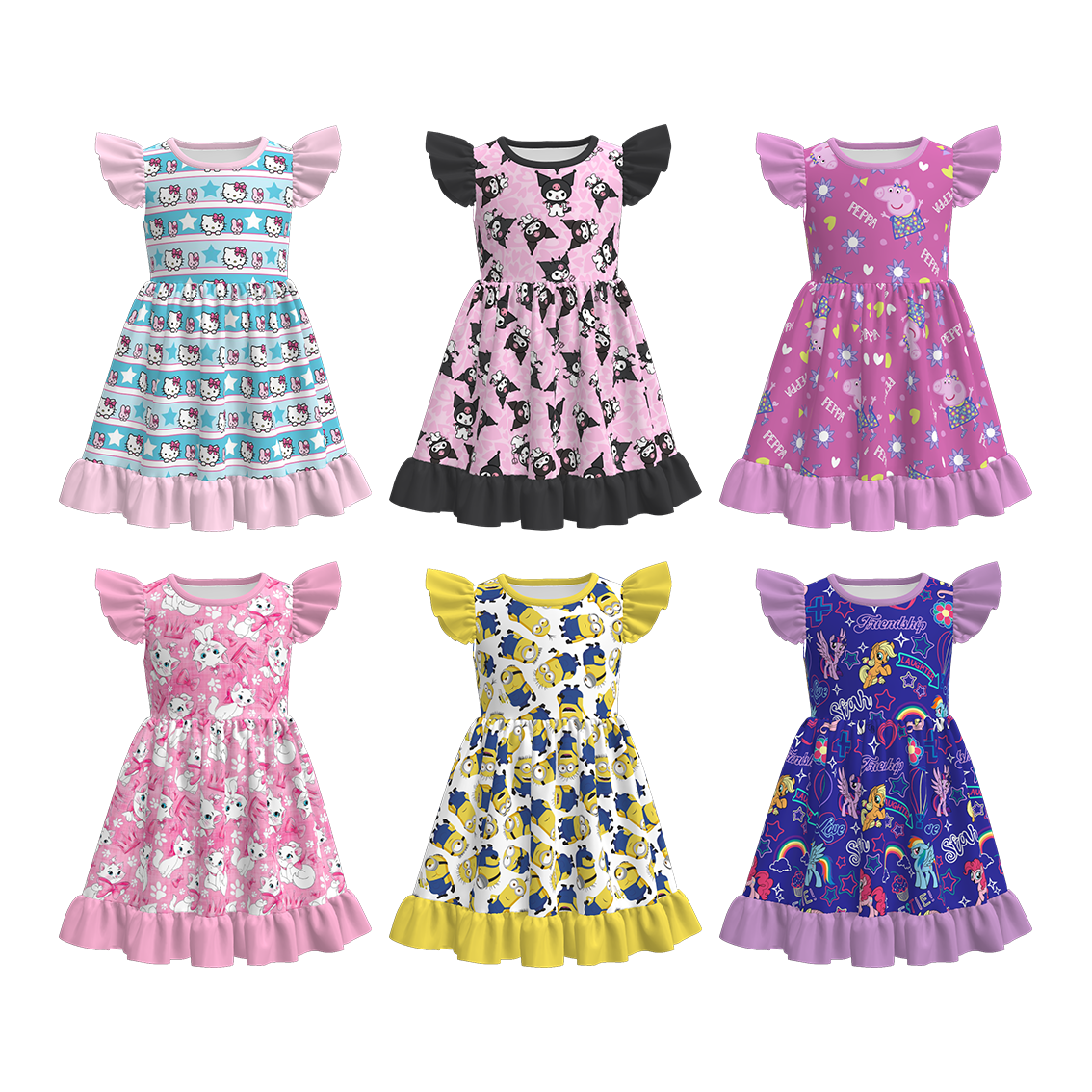 （Pre Order）Girls Spring and Summer Cartoon Print Dress