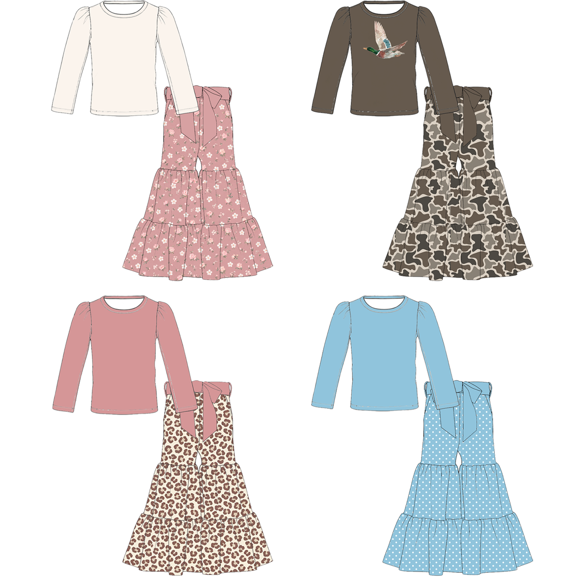 （Weekly Pre-Order）Girls Spring&Summer Print Ruffle Outfit Set（Ends 11.1）